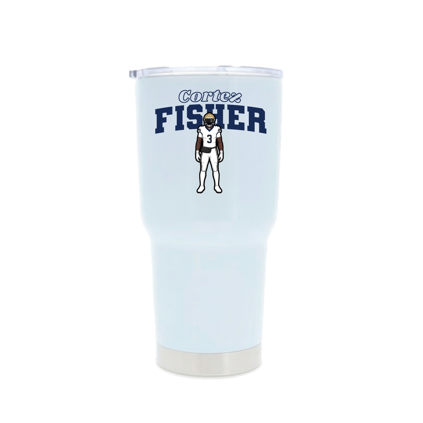 30oz Stainless Steel Tumbler — Name Arch in White