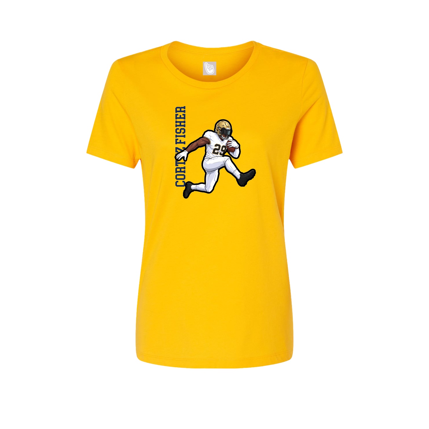 Womens Tee — Name Vertical in Gold