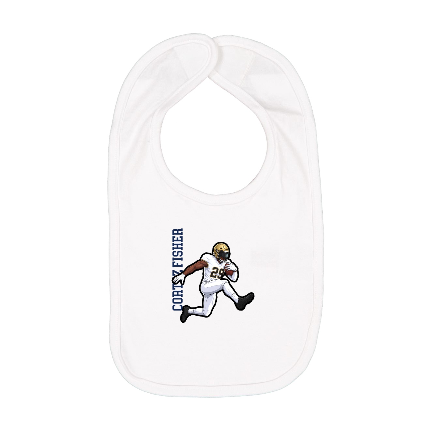 Infant Bib — Name Vertical in White
