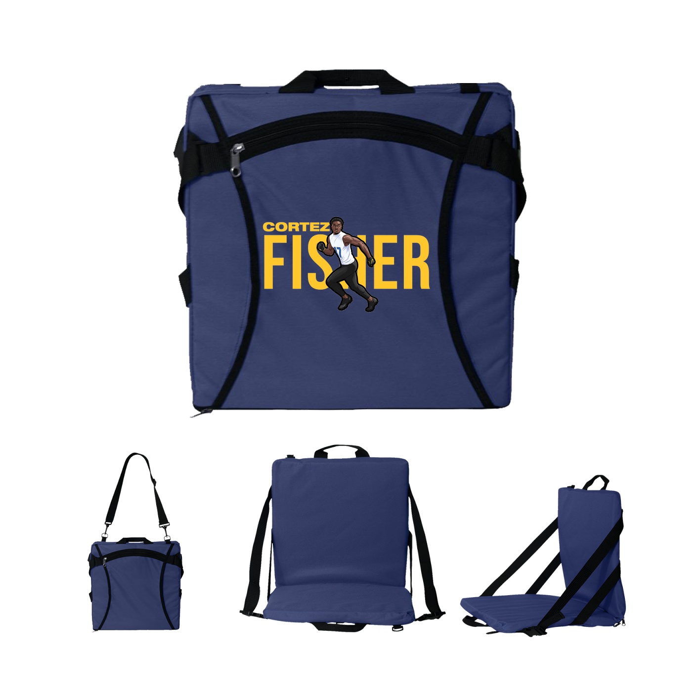 Folding Stadium Seat — Player Name in Navy