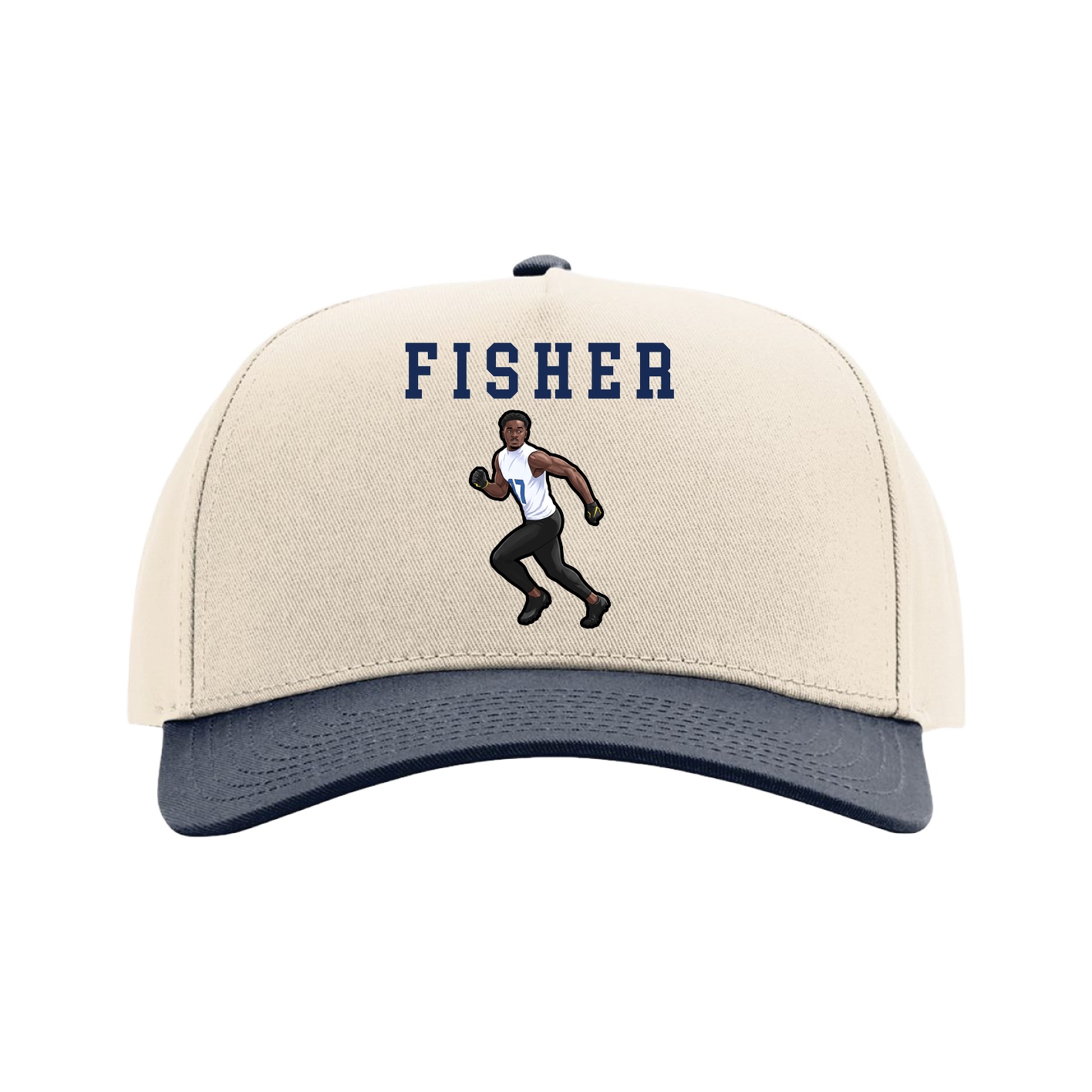 Full Fabric Five-Panel Champ Cap — Shirsey in Cream/Navy