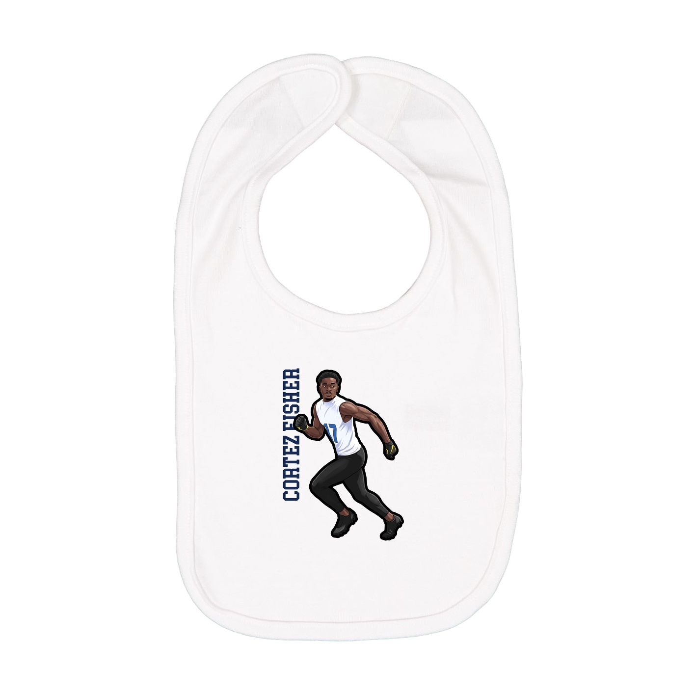 Infant Bib — Name Vertical in White