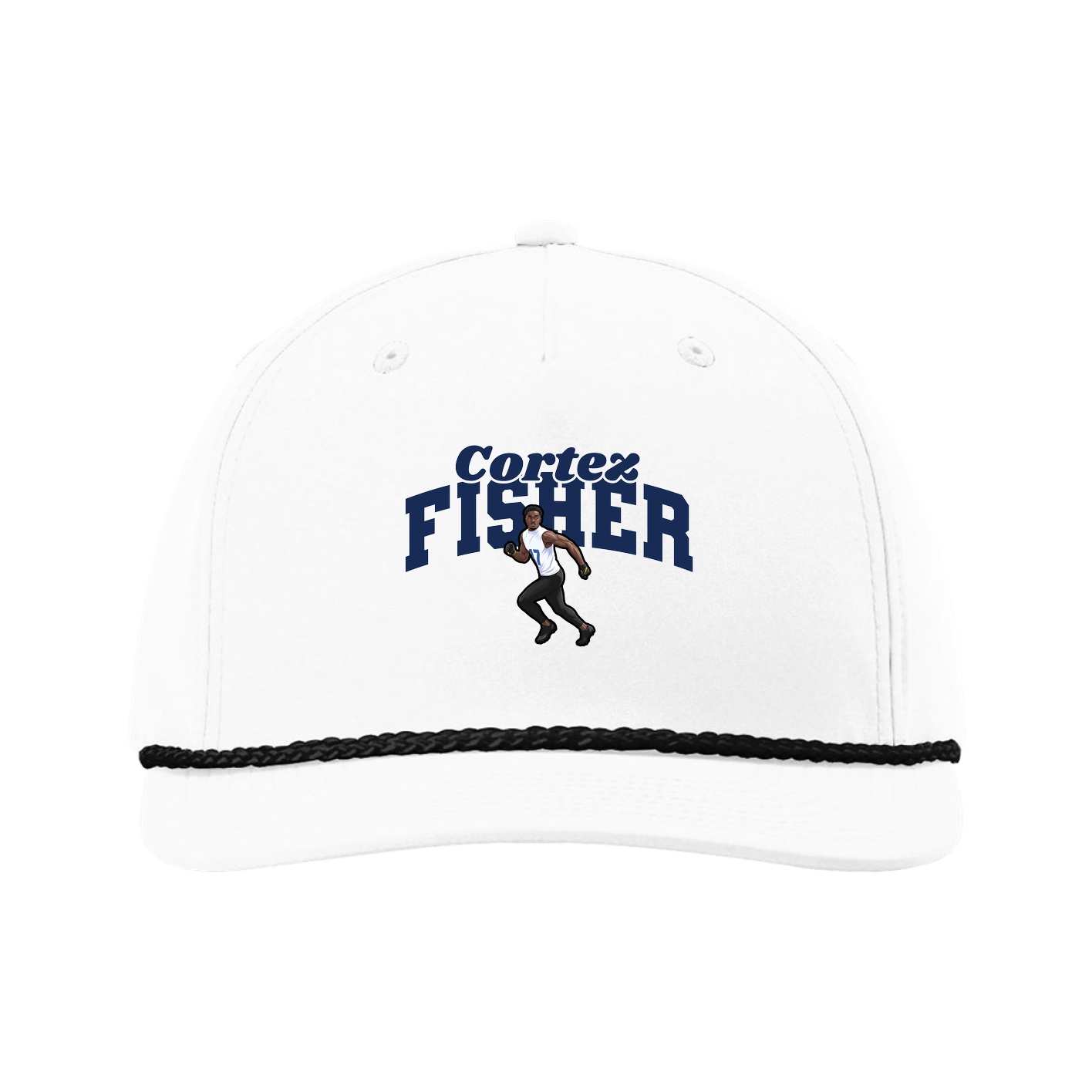 Five-Panel Classic Rope Cap — Signature Arch in White