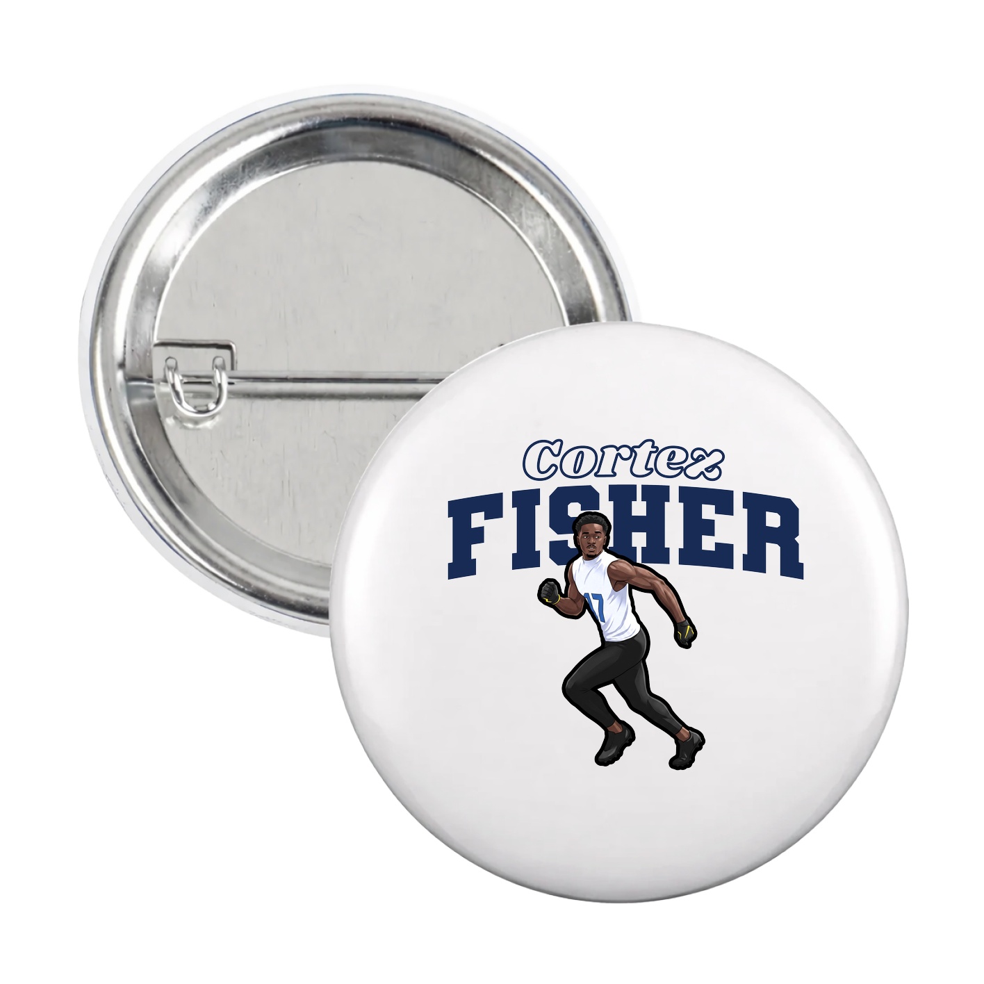 Game Day Button — Name Arch in White