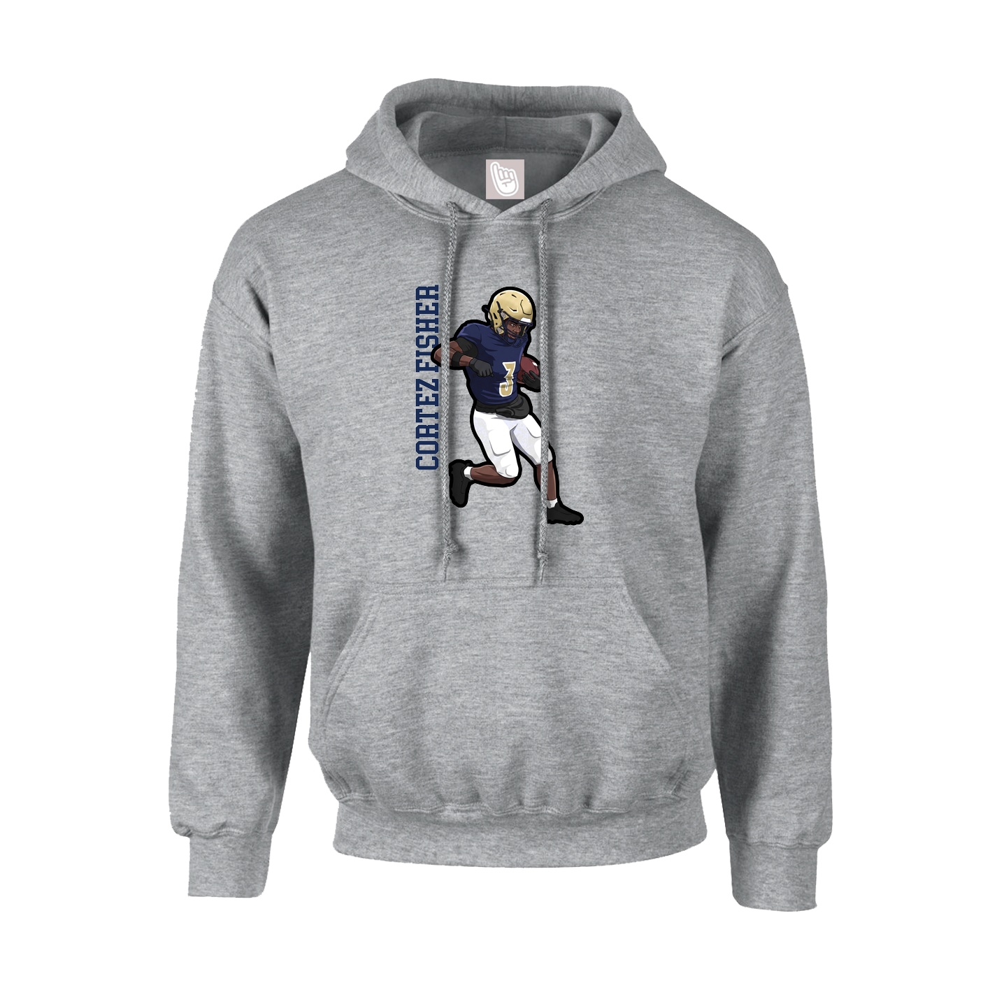 Youth Hoodie — Name Vertical in Grey
