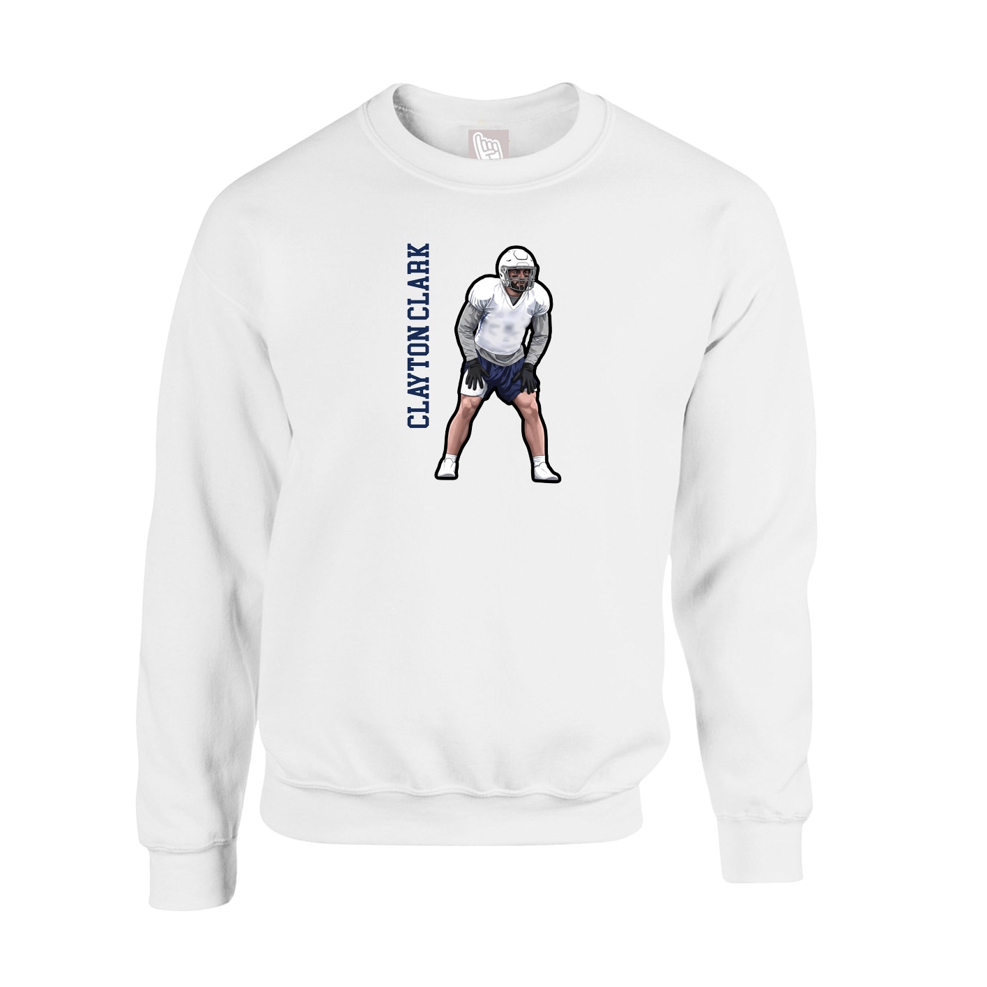 Fleece Crew — Name Vertical in White