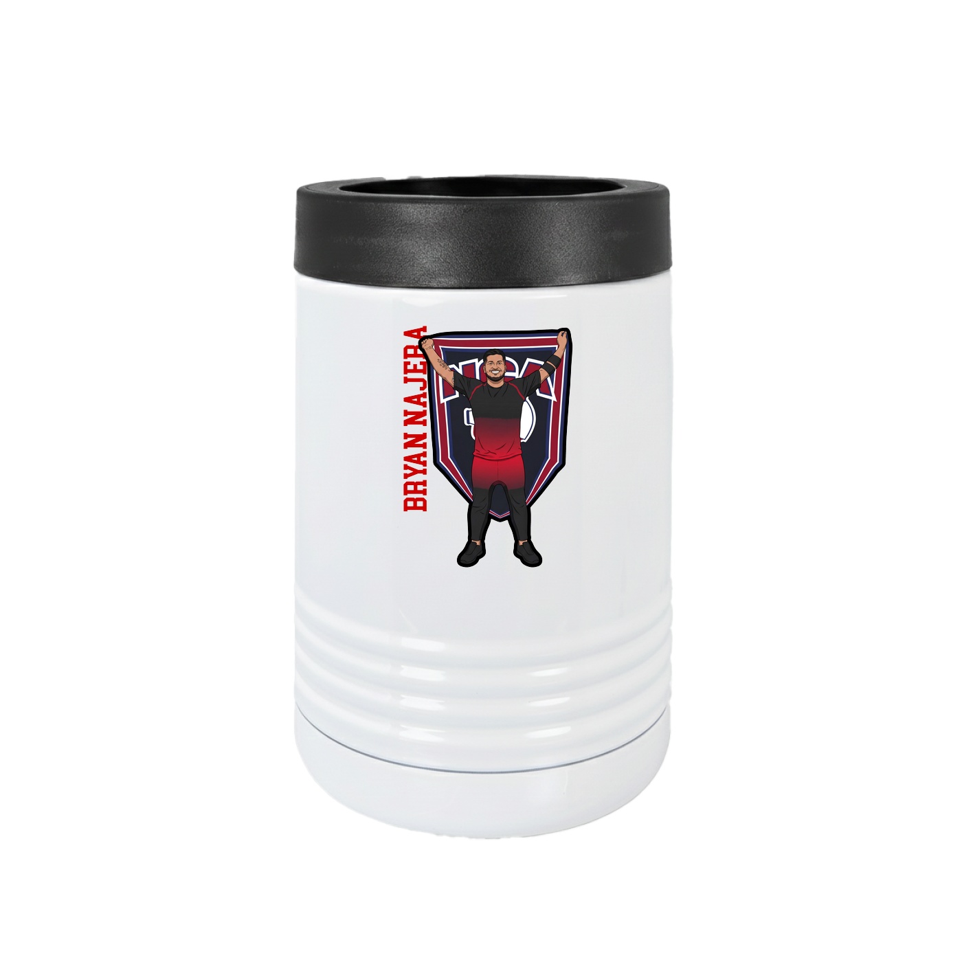 Beverage Holder — Name Vertical in White