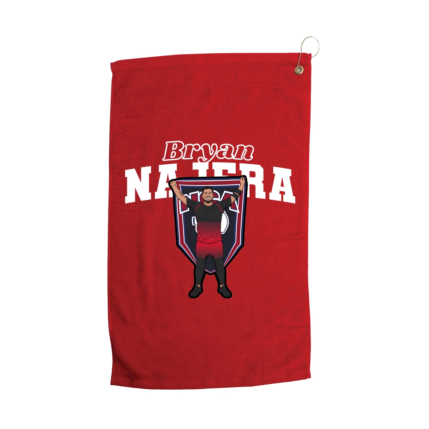 Golf Towel — Name Arch in Red