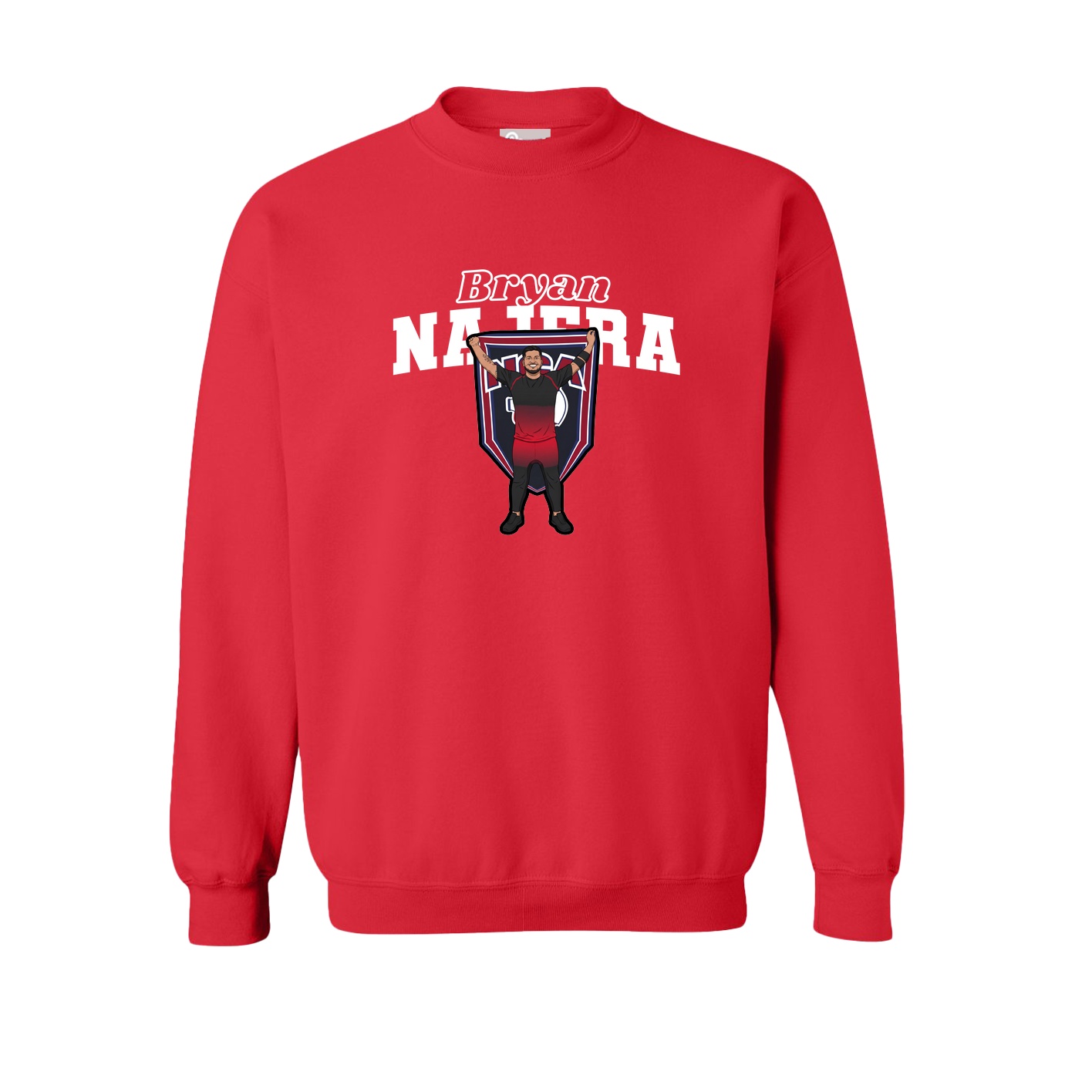 Fleece Crew — Name Arch in Red