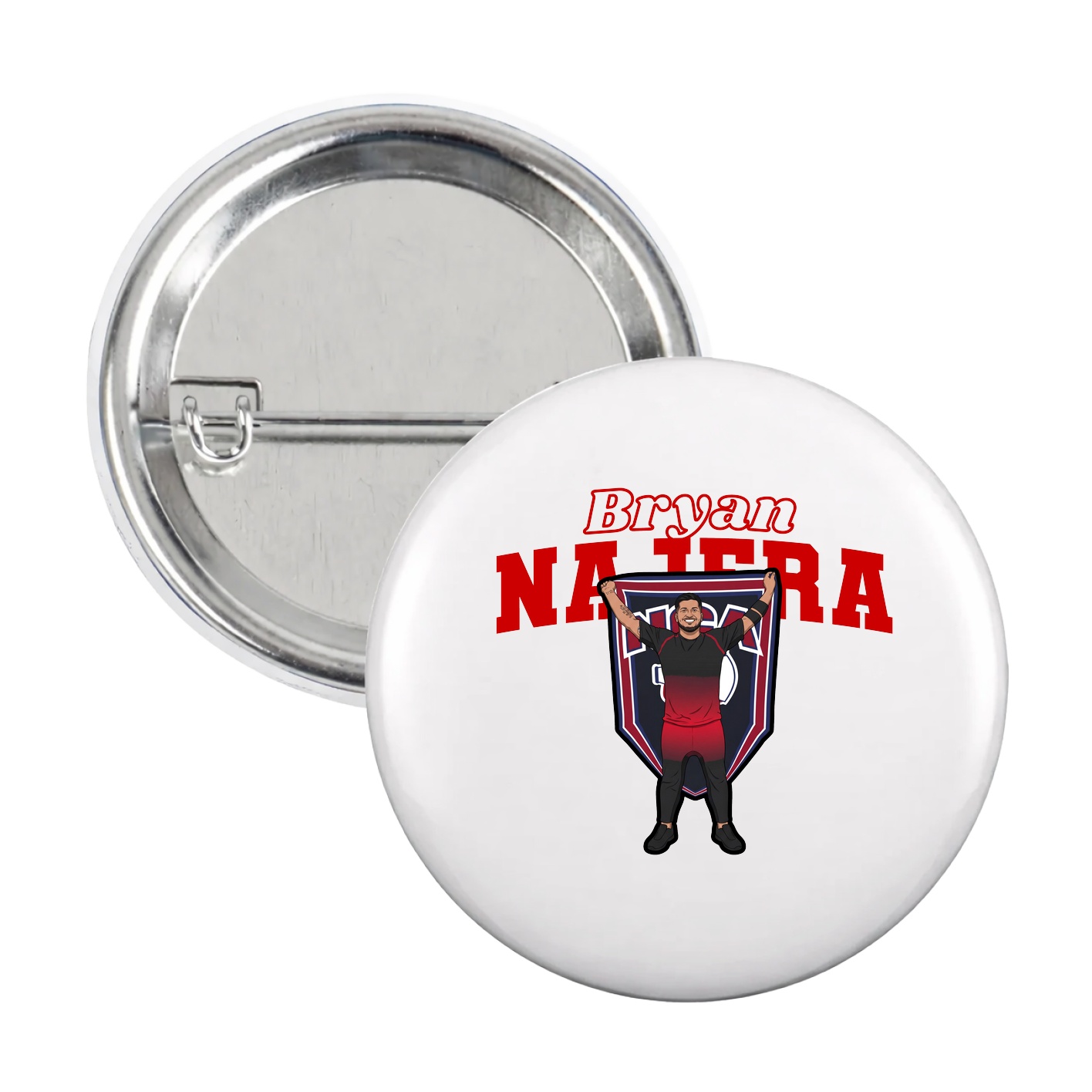 Game Day Button — Name Arch in White