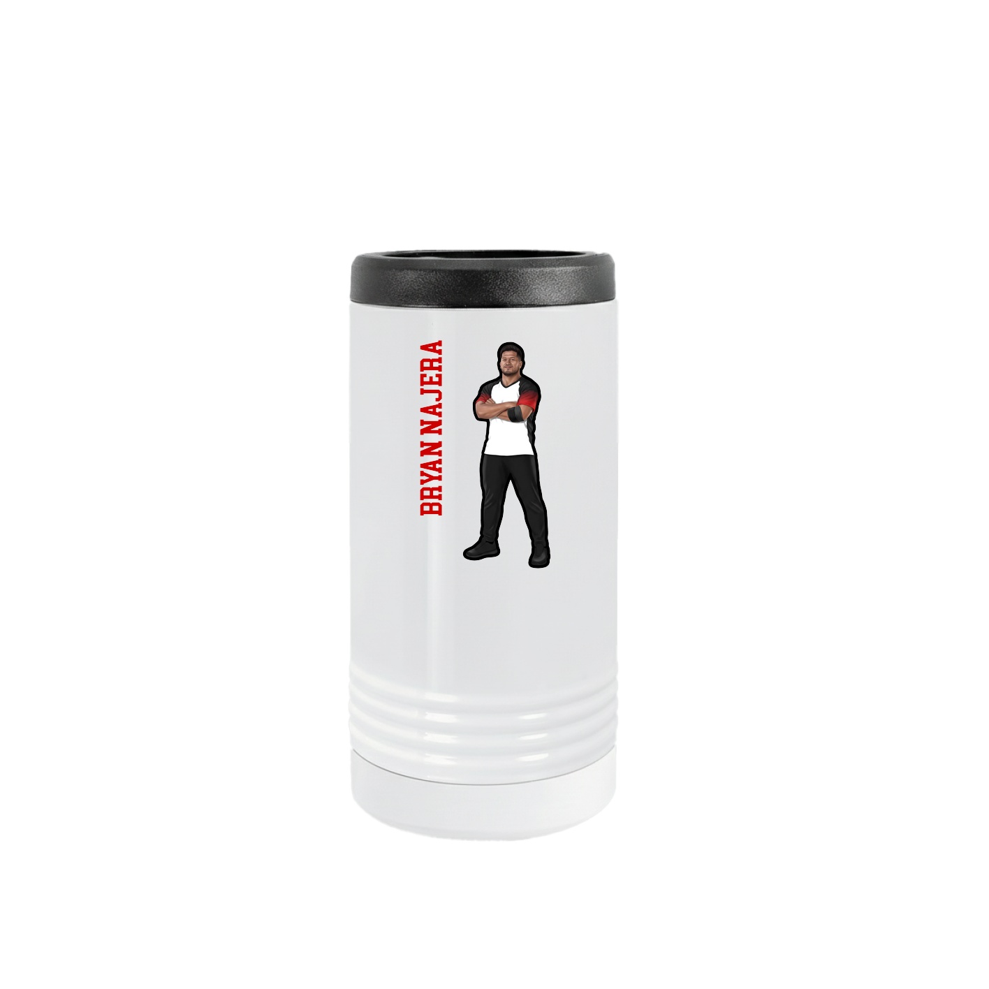 Slim Beverage Holder — Name Vertical in White