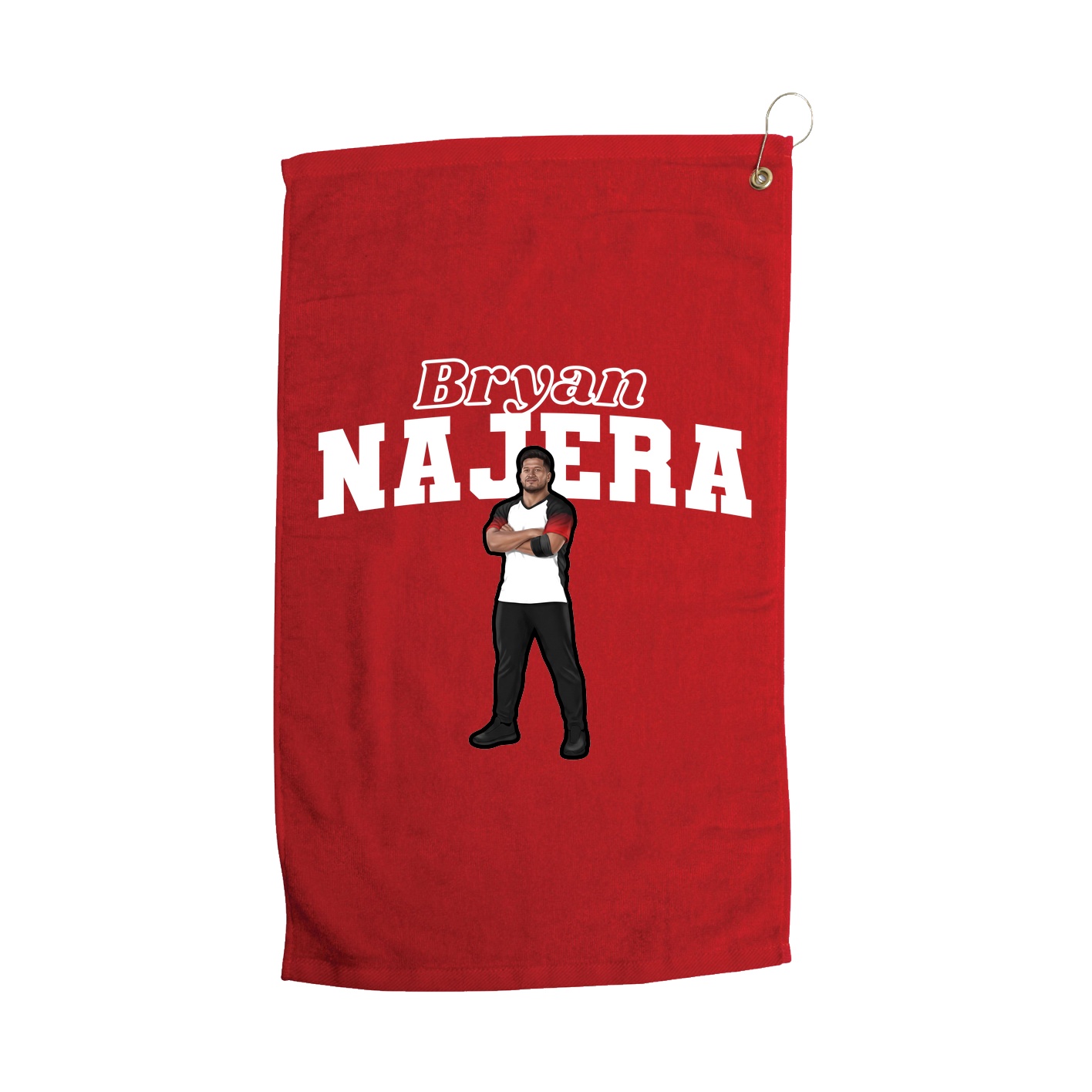 Golf Towel — Name Arch in Red