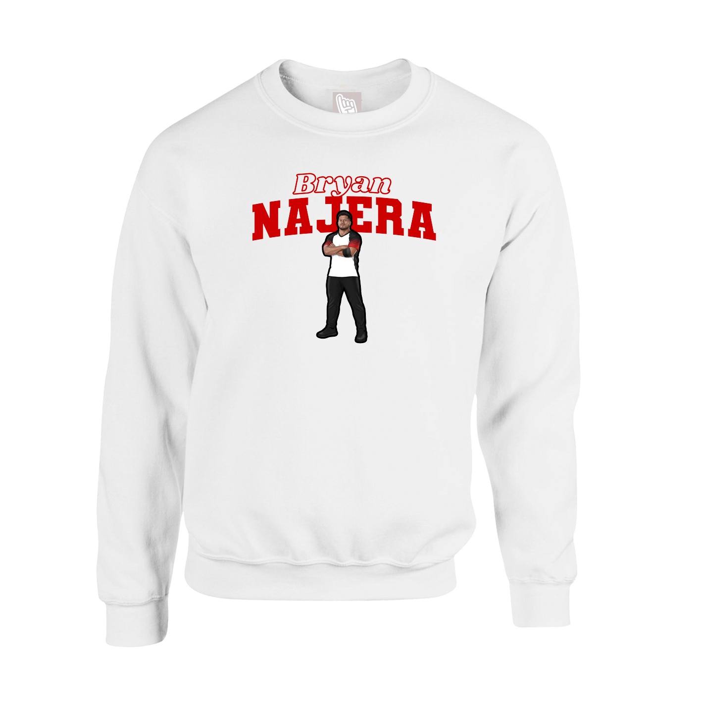 Fleece Crew — Name Arch in White
