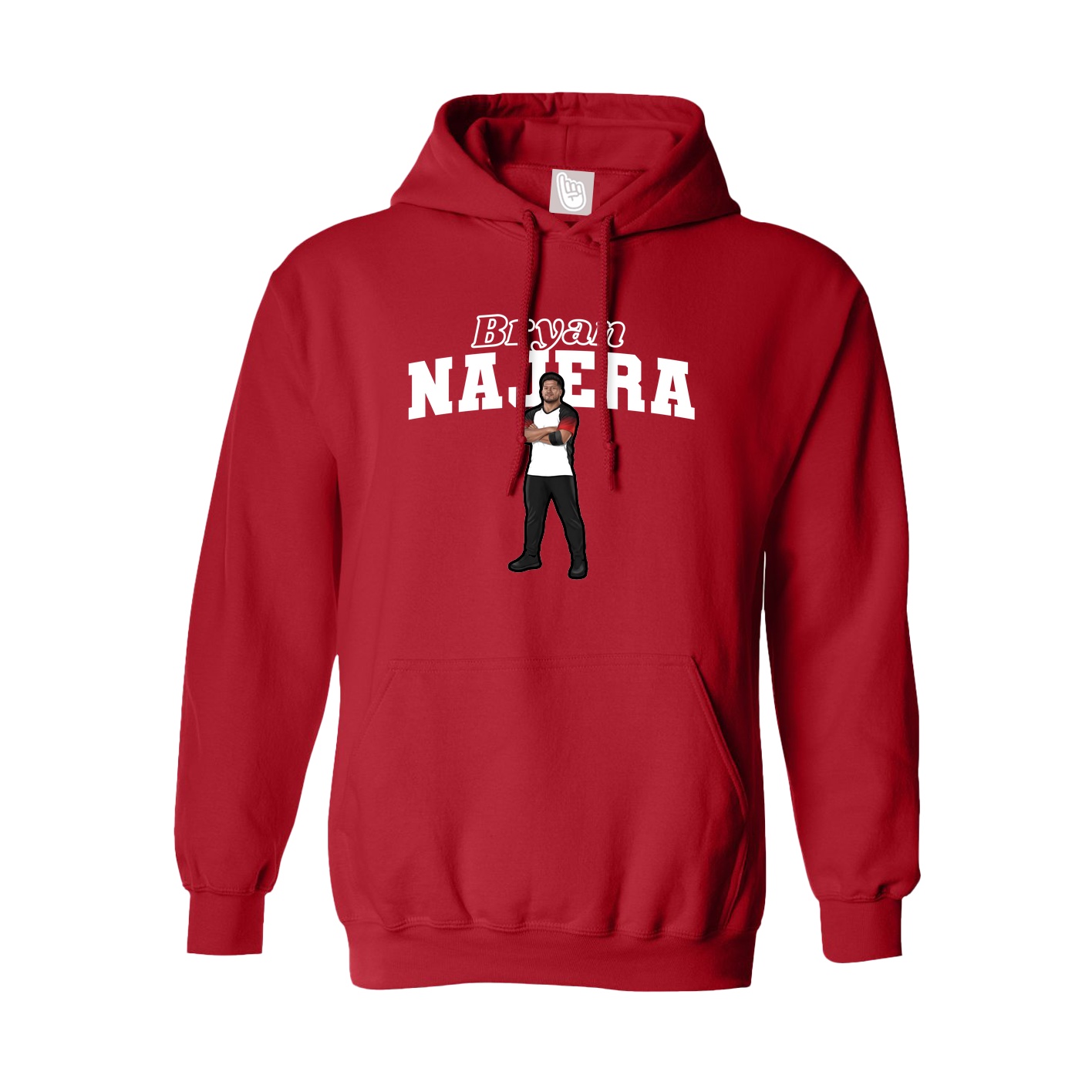 Youth Hoodie — Name Arch in Red
