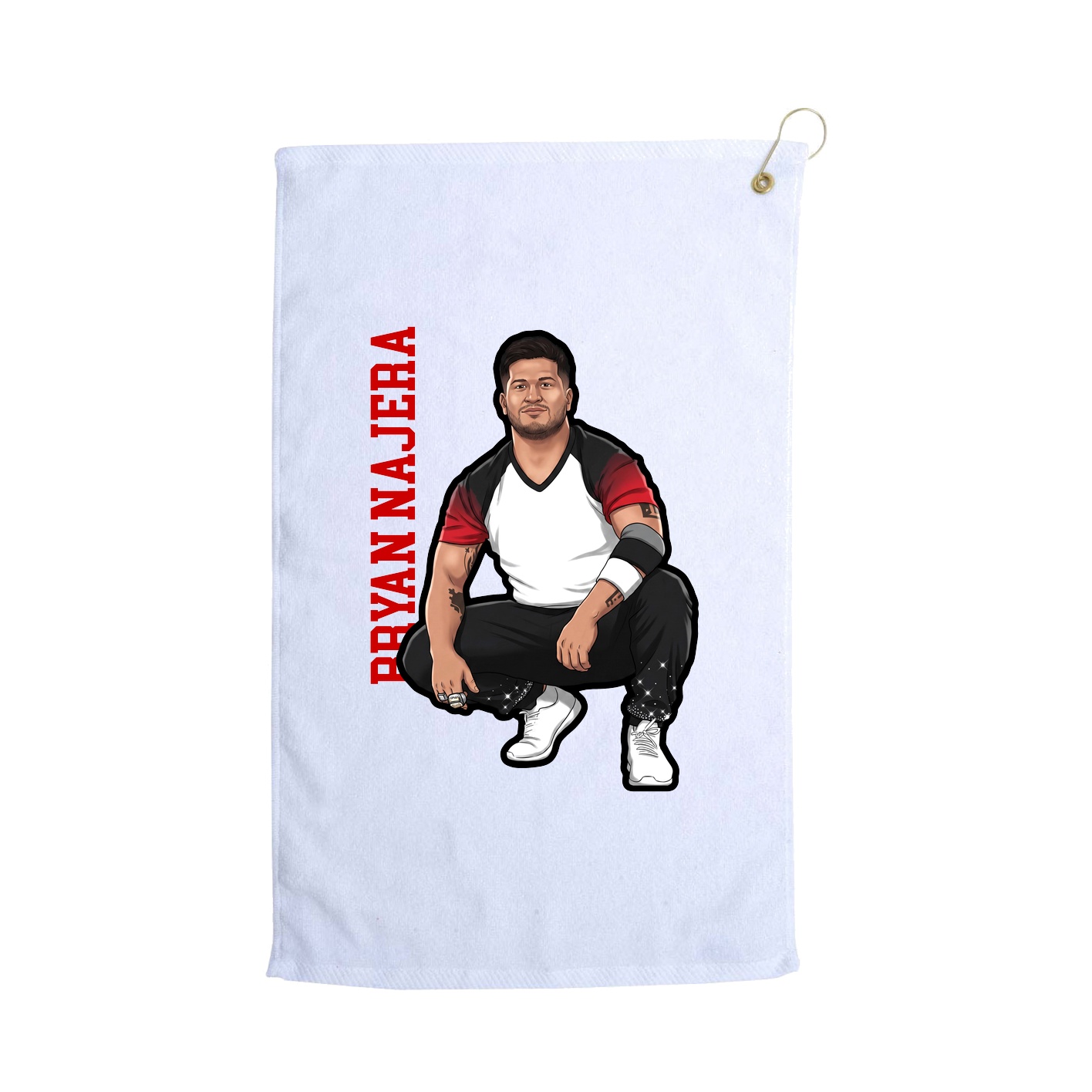 Golf Towel — Name Vertical in White