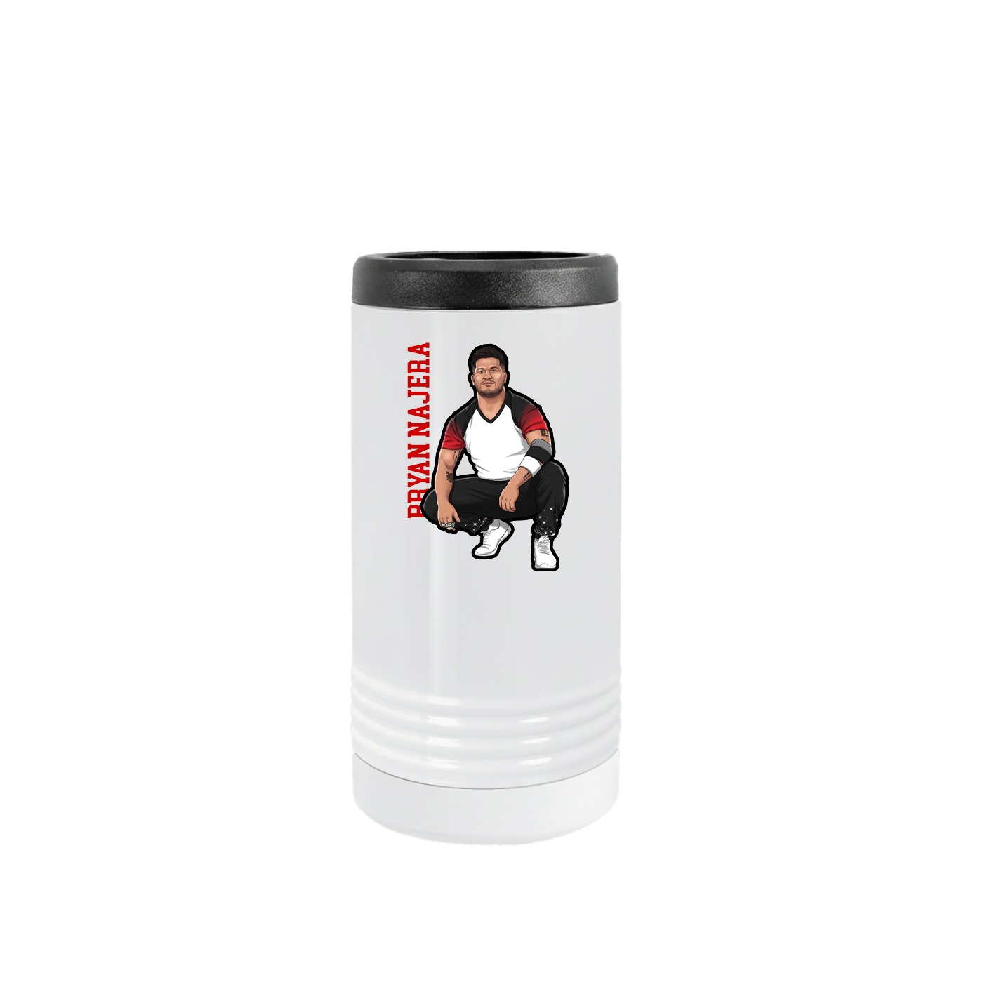 Slim Beverage Holder — Name Vertical in White