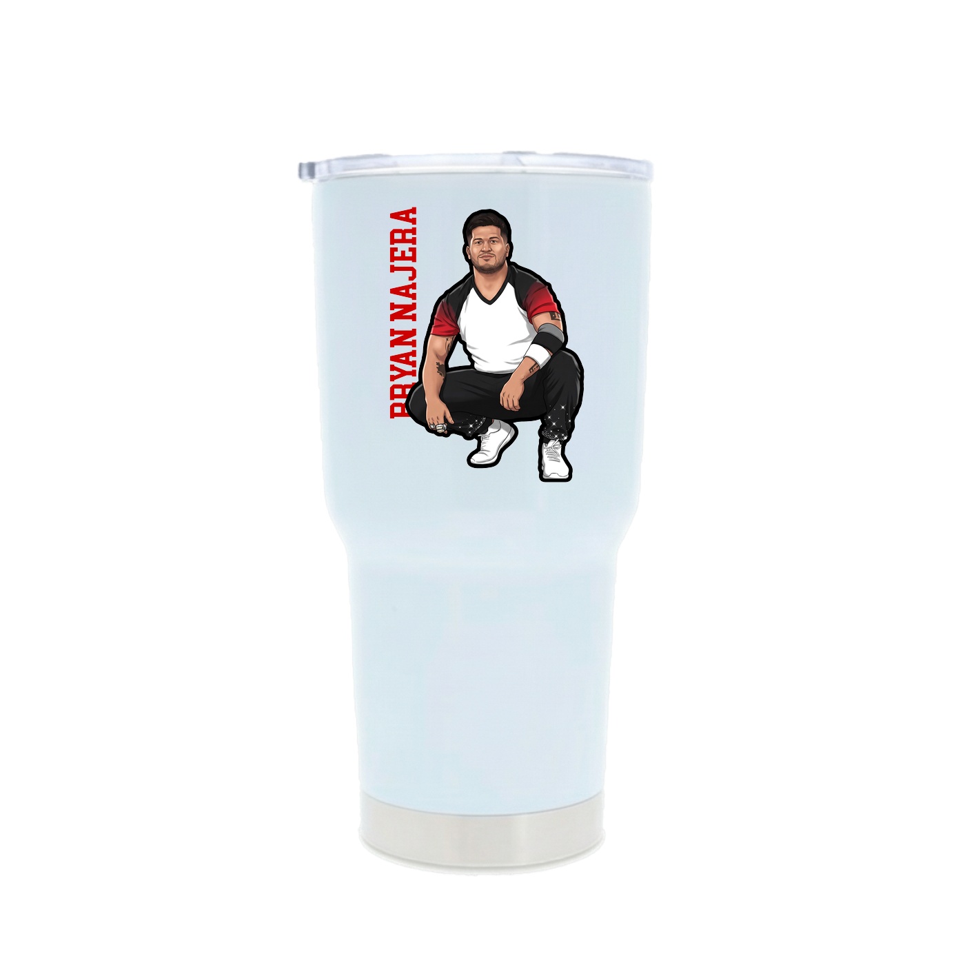 30oz Stainless Steel Tumbler — Name Vertical in White