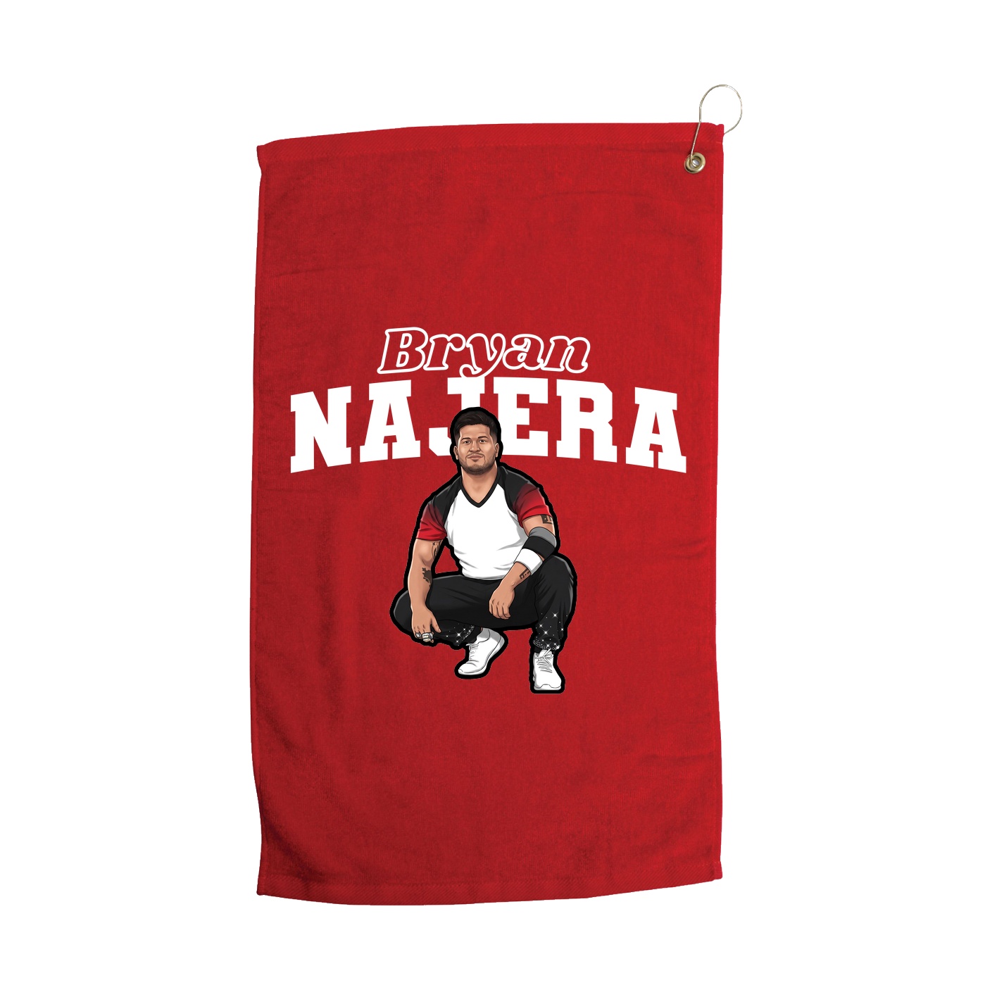 Golf Towel — Name Arch in Red