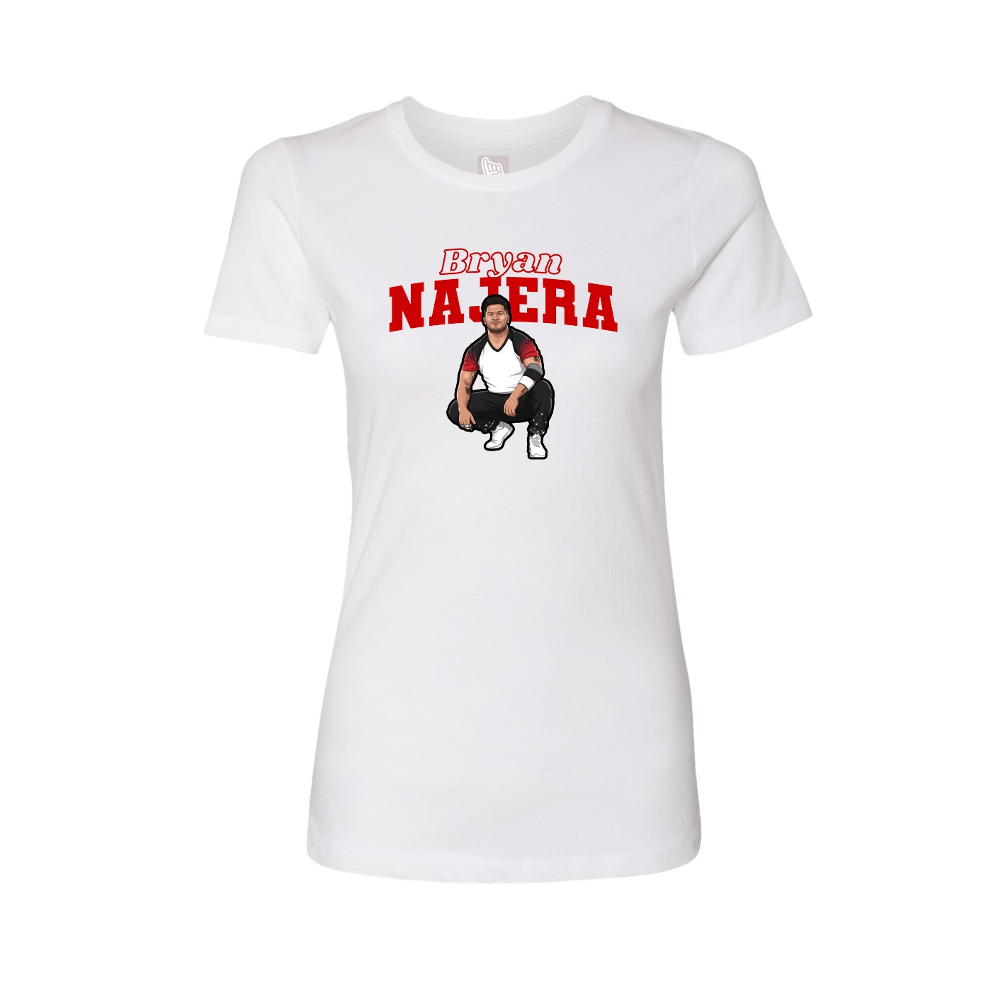 Womens Tee — Name Arch in White
