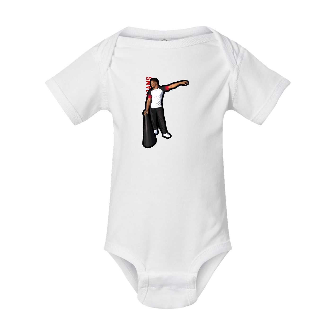 Baby Onesie — Name Vertical in White