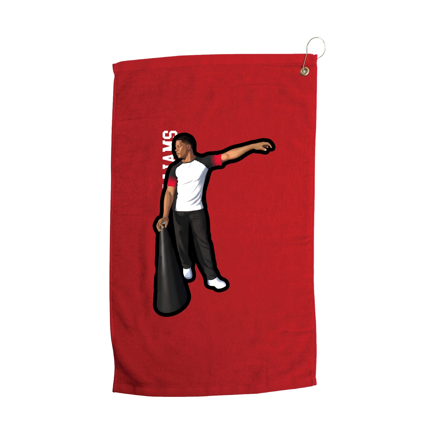 Golf Towel — Name Vertical in Red