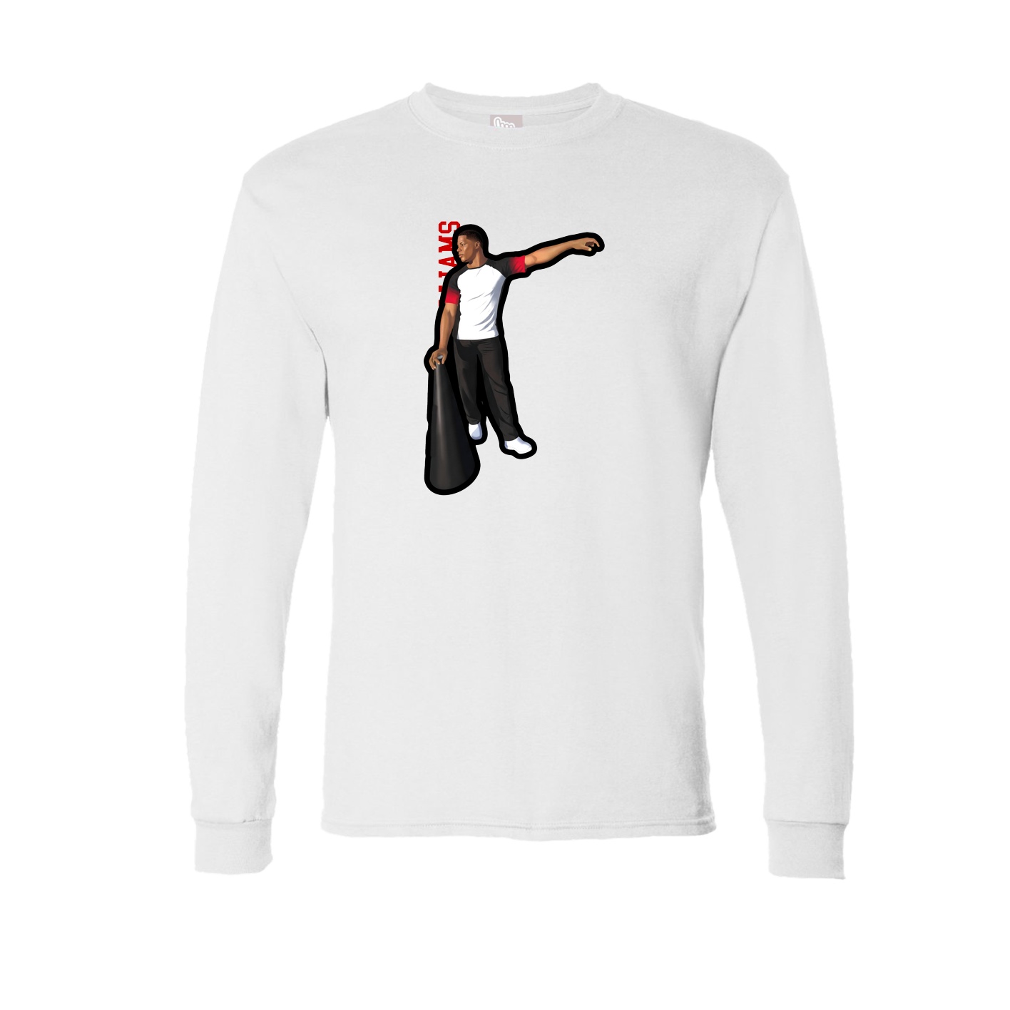 Long Sleeve Tee — Name Vertical in White