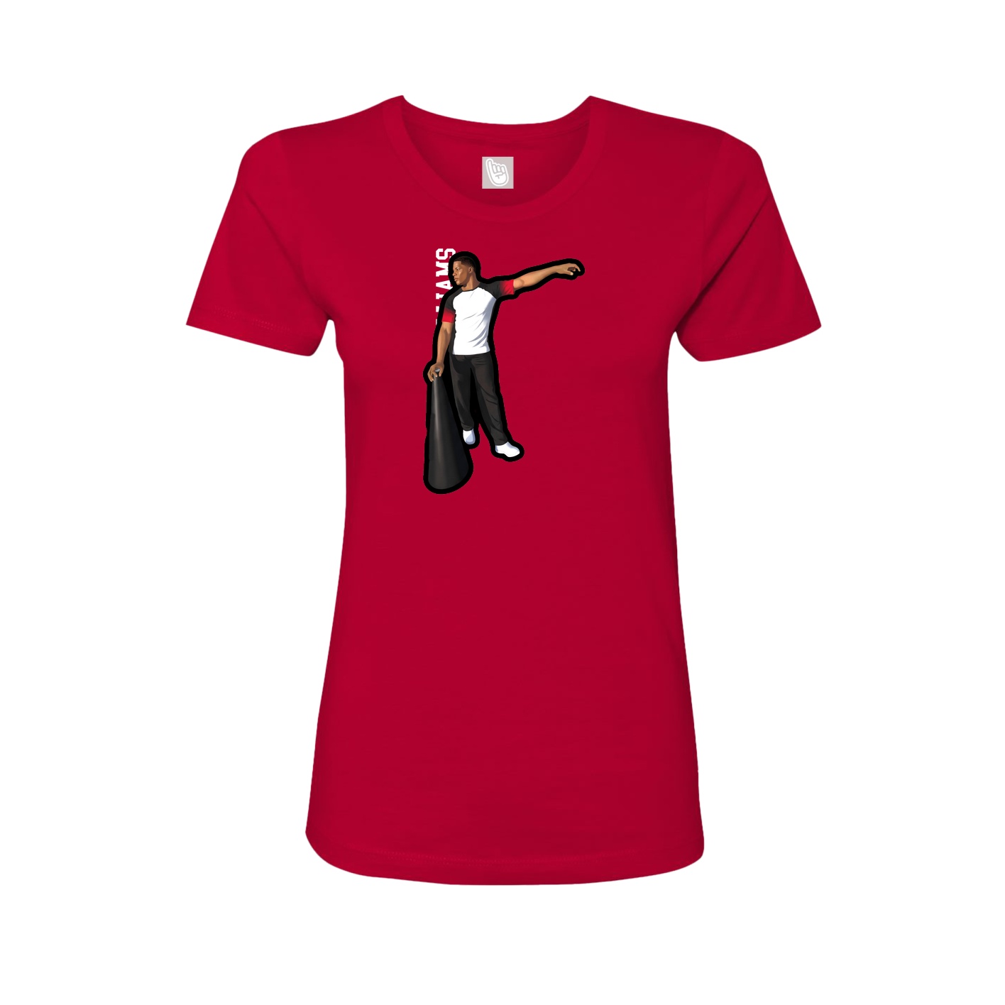 Fitted Women's Tee — Name Vertical in Red
