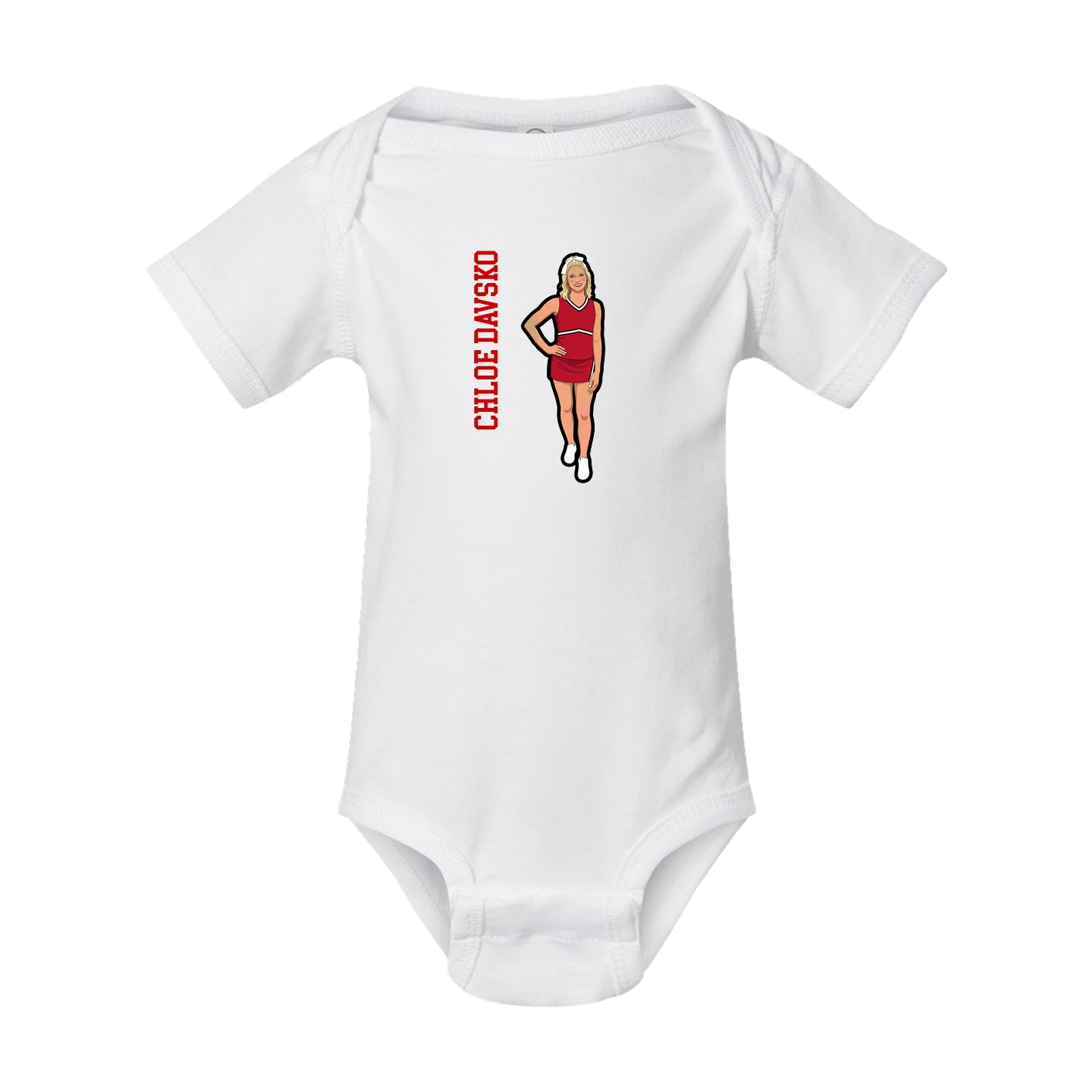 Baby Onesie — Name Vertical in White