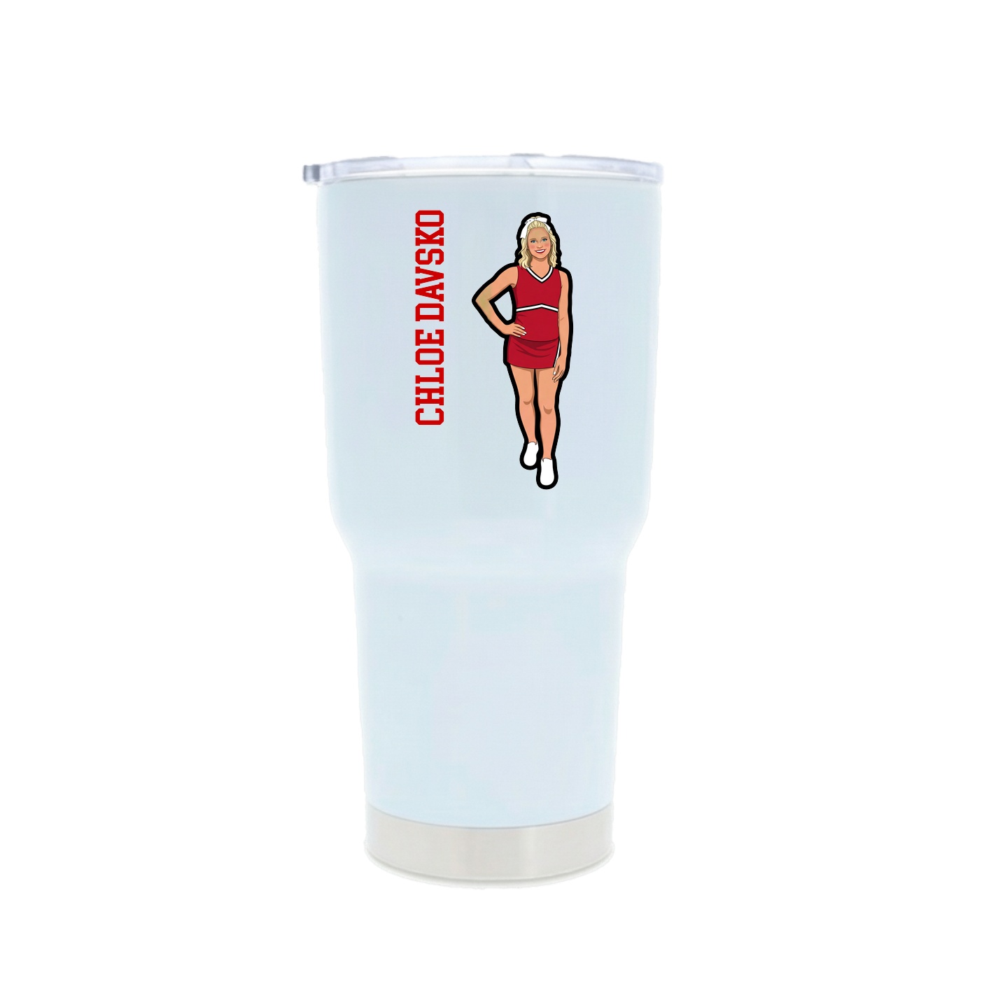 30oz Stainless Steel Tumbler — Name Vertical in White