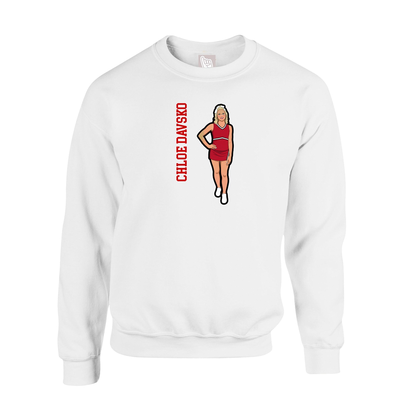 Fleece Crew — Name Vertical in White