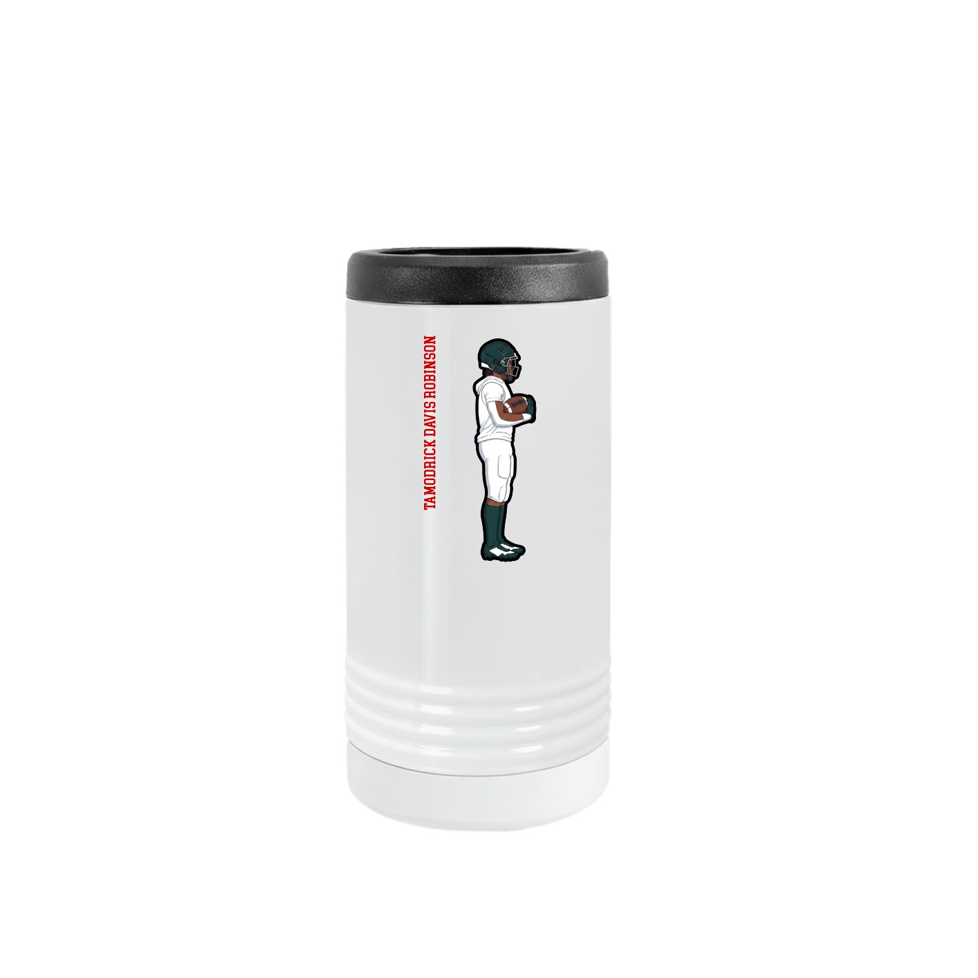 Slim Beverage Holder — Name Vertical in White
