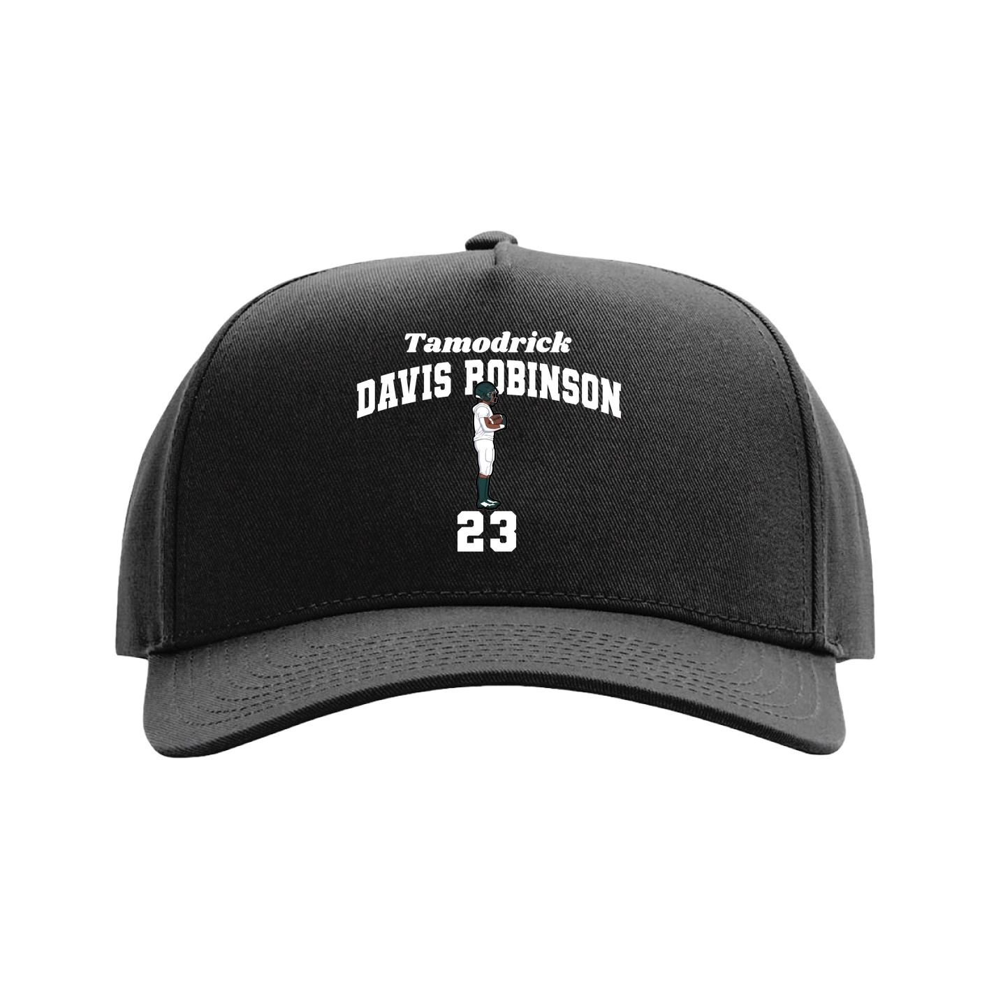 Full Fabric Five-Panel Champ Cap — Signature Arch in Black