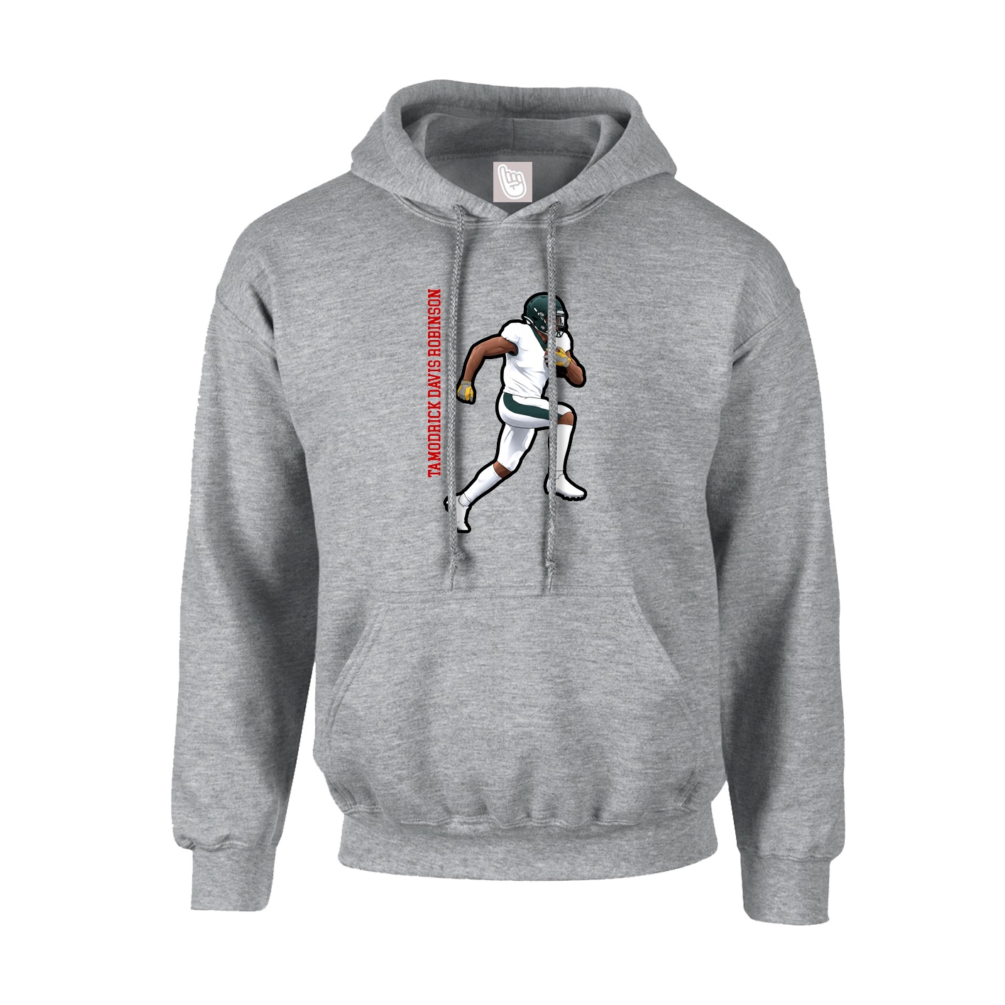 Youth Hoodie — Name Vertical in Grey