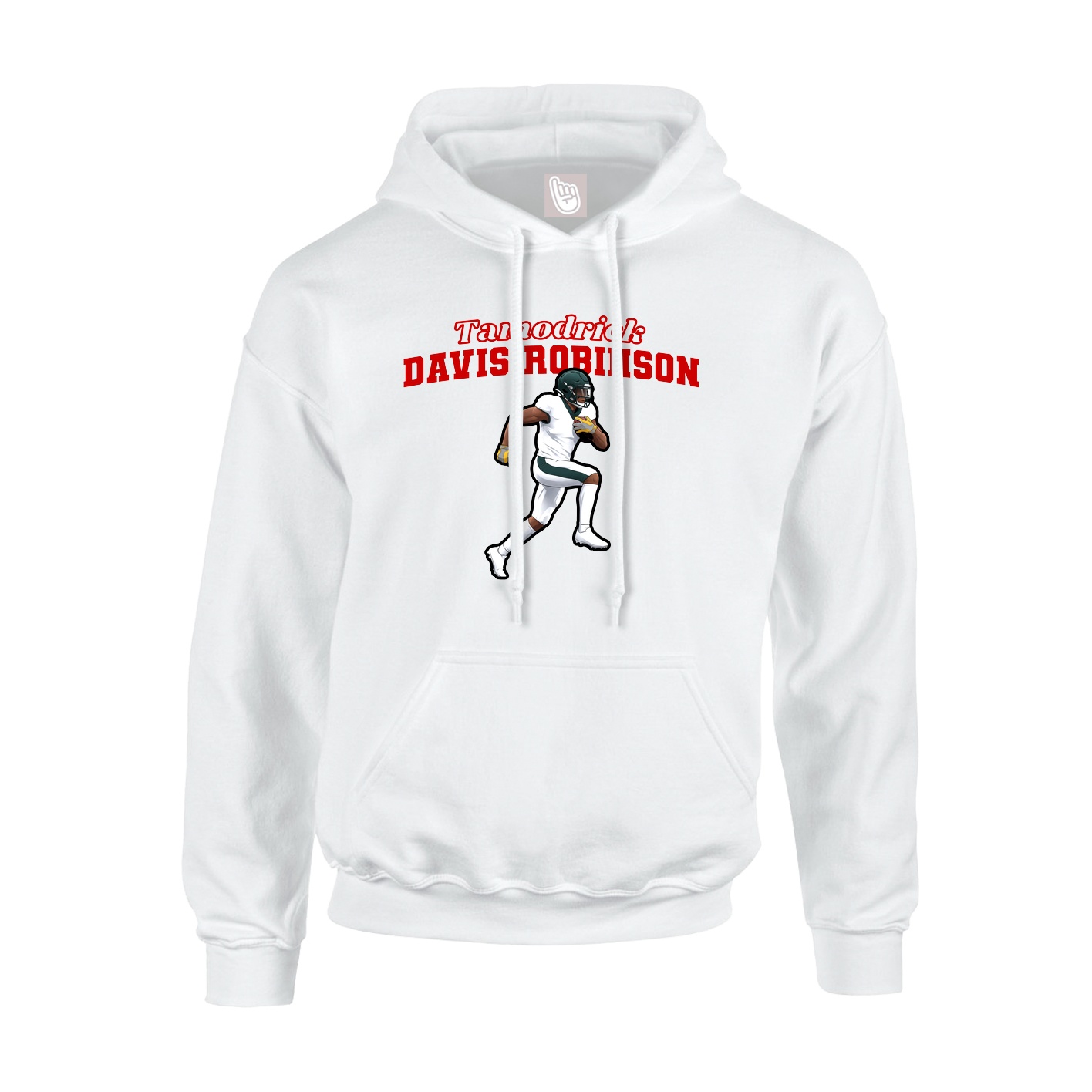 Youth Hoodie — Name Arch in White