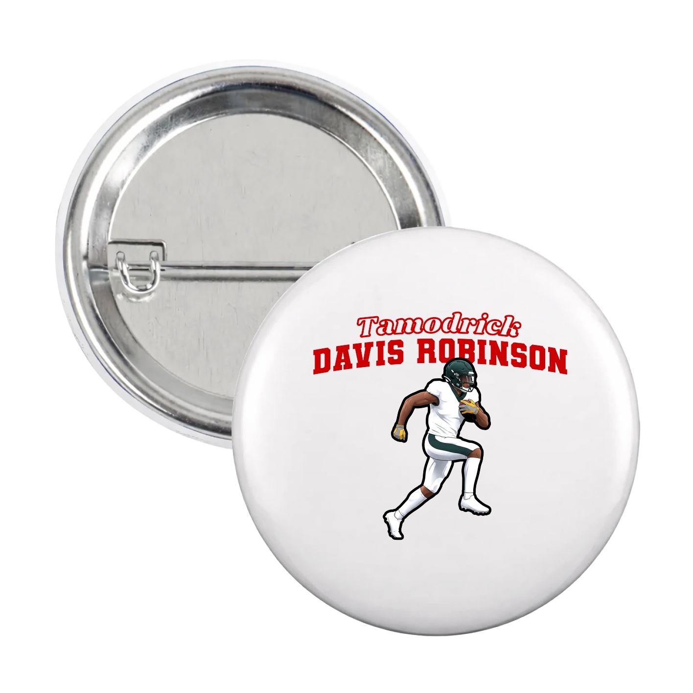 Game Day Button — Name Arch in White