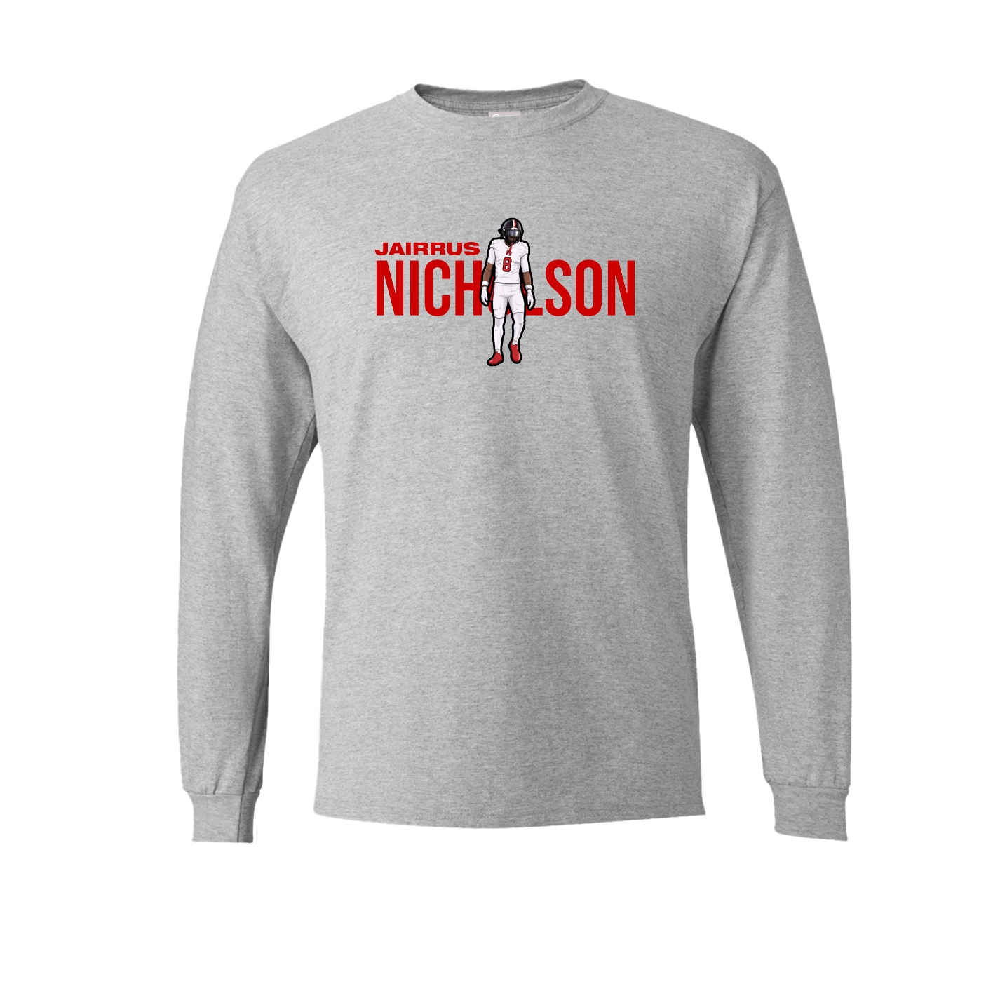 Long Sleeve Tee — Player Name in Grey