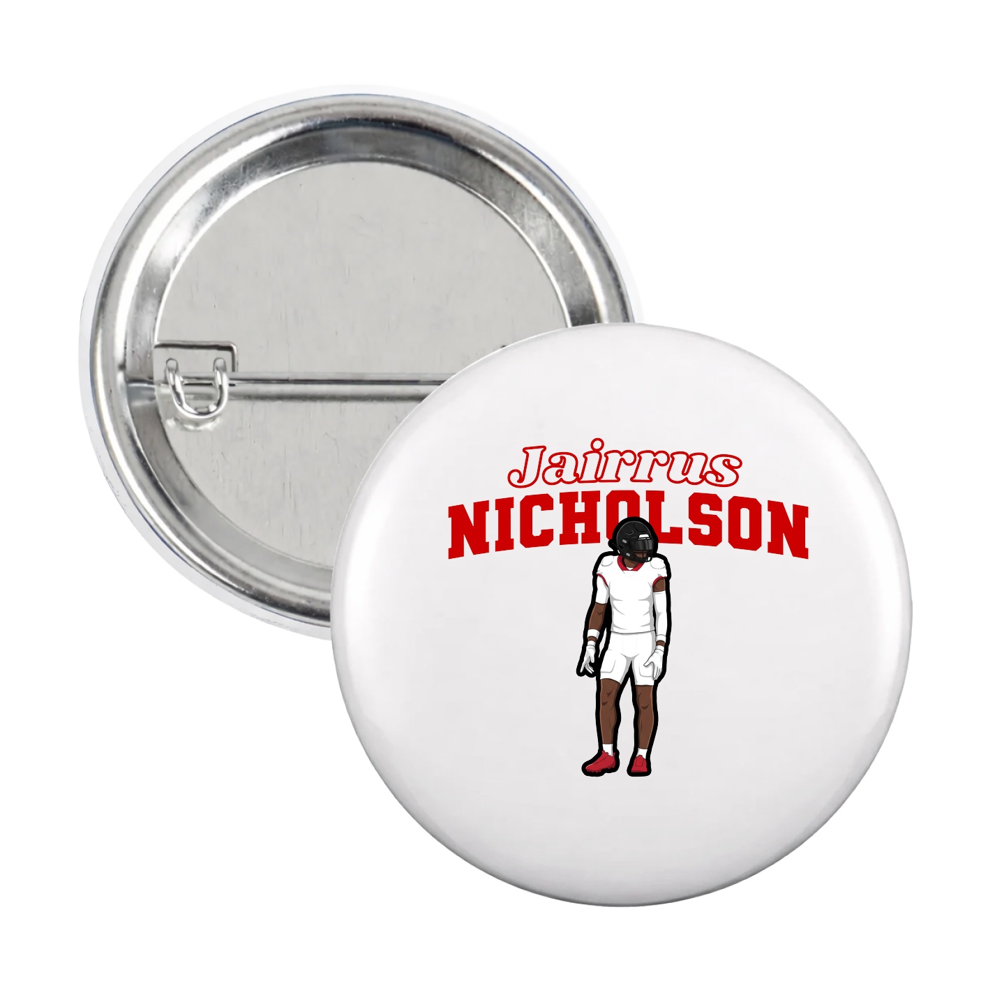 Game Day Button — Name Arch in White
