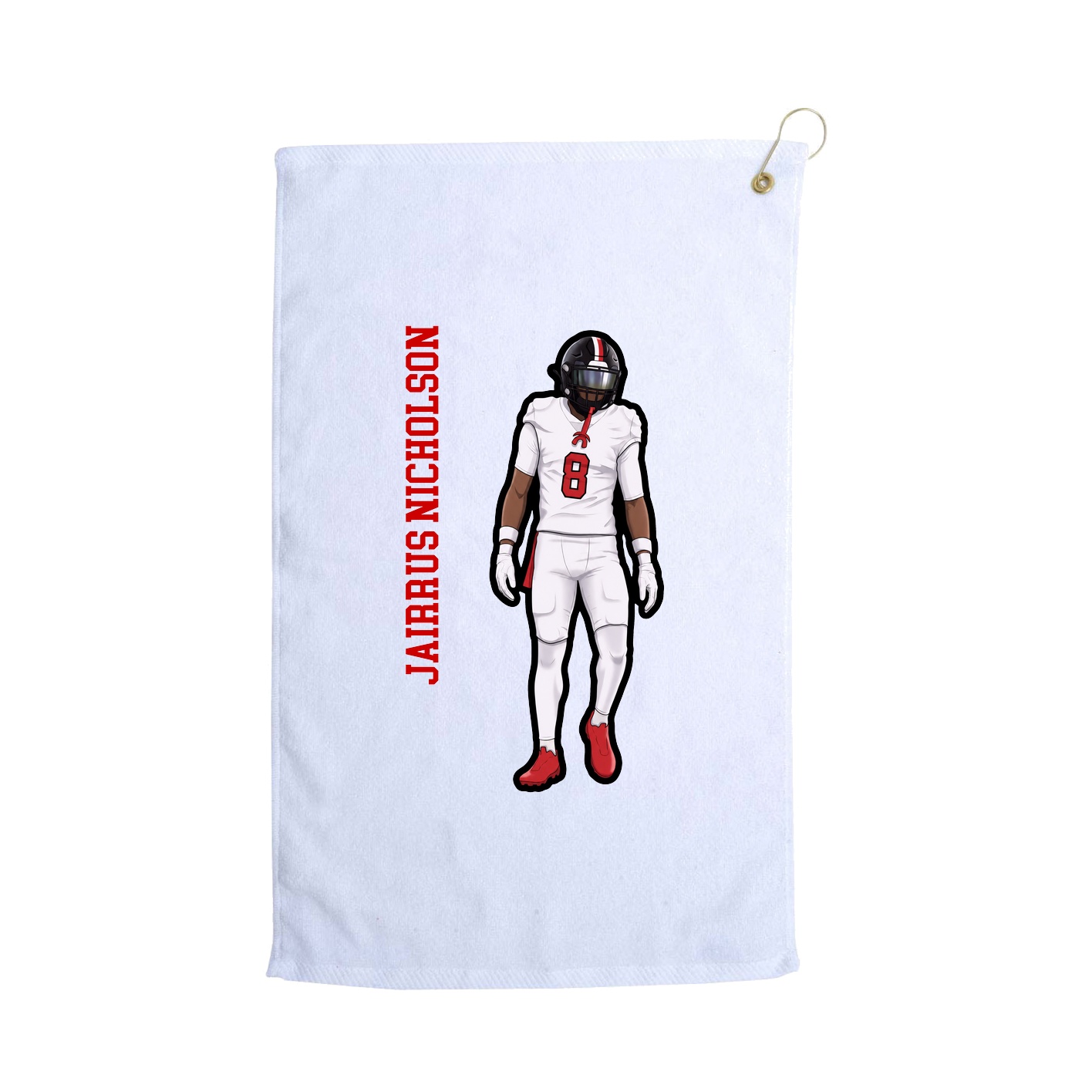 Golf Towel — Name Vertical in White
