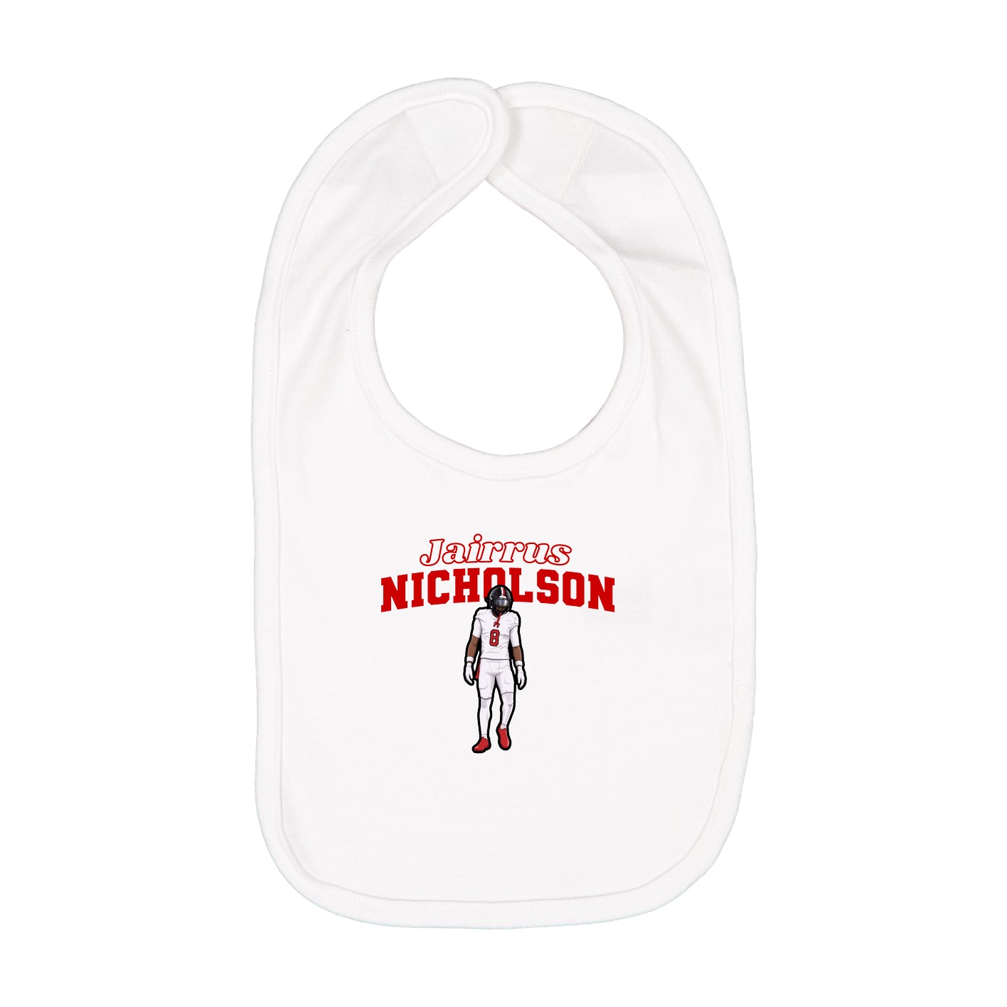 Infant Bib — Name Arch in White
