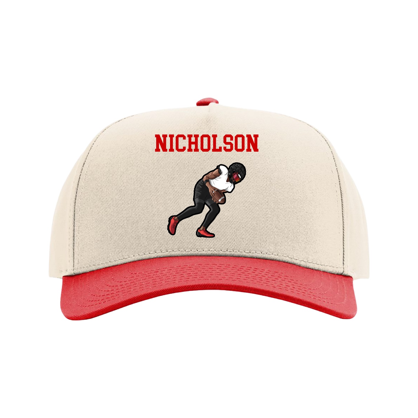 Full Fabric Five-Panel Champ Cap — Shirsey in Cream/Red