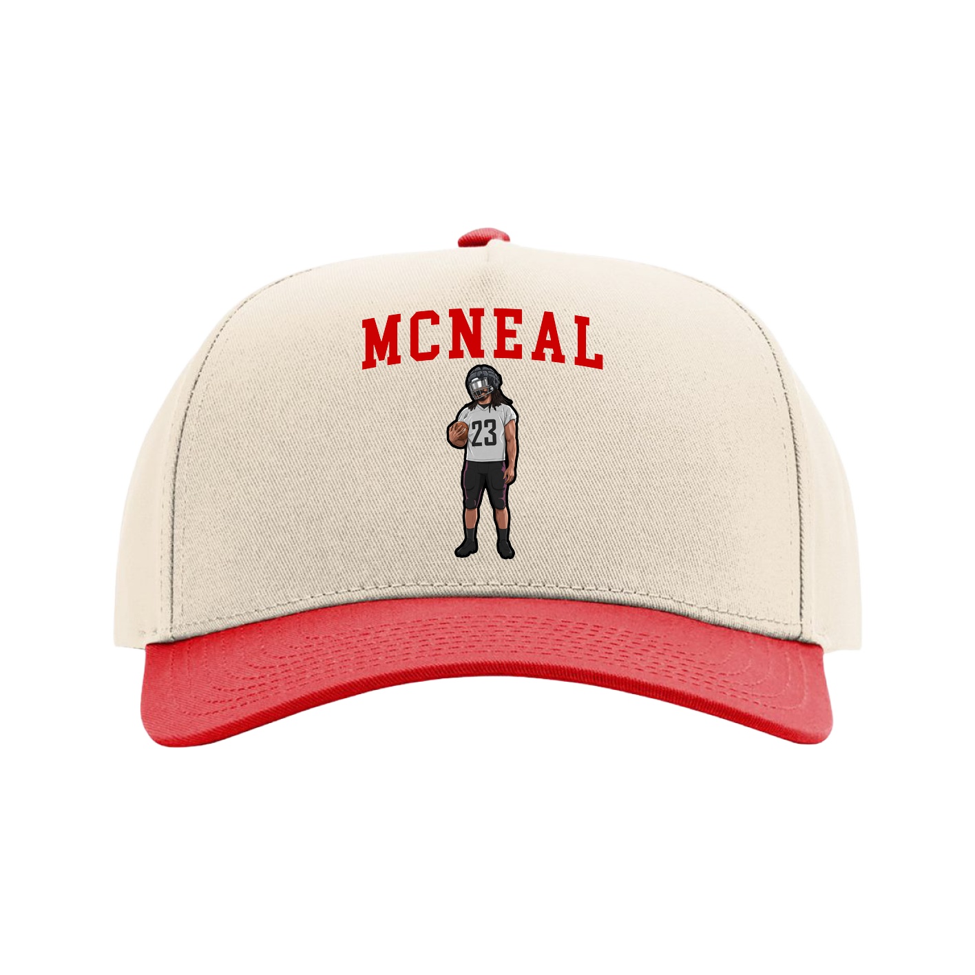 Full Fabric Five-Panel Champ Cap — Shirsey in Cream/Red