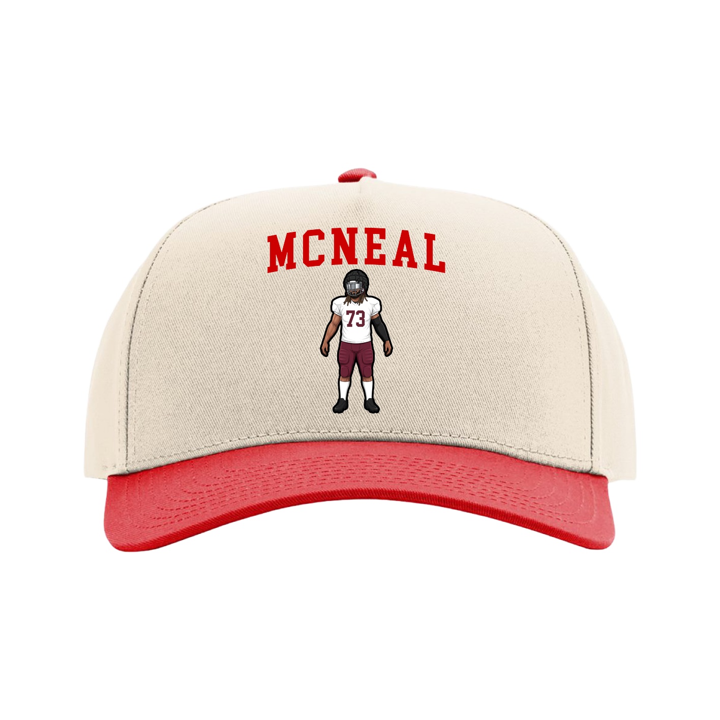 Full Fabric Five-Panel Champ Cap — Shirsey in Cream/Red