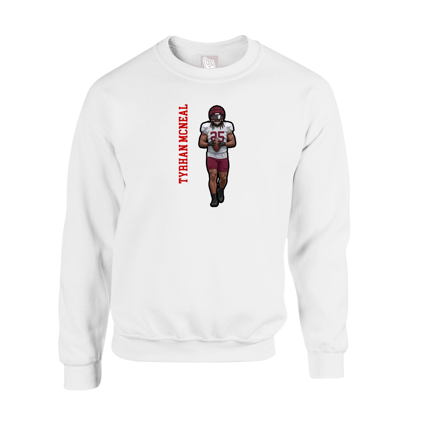 Fleece Crew — Name Vertical in White