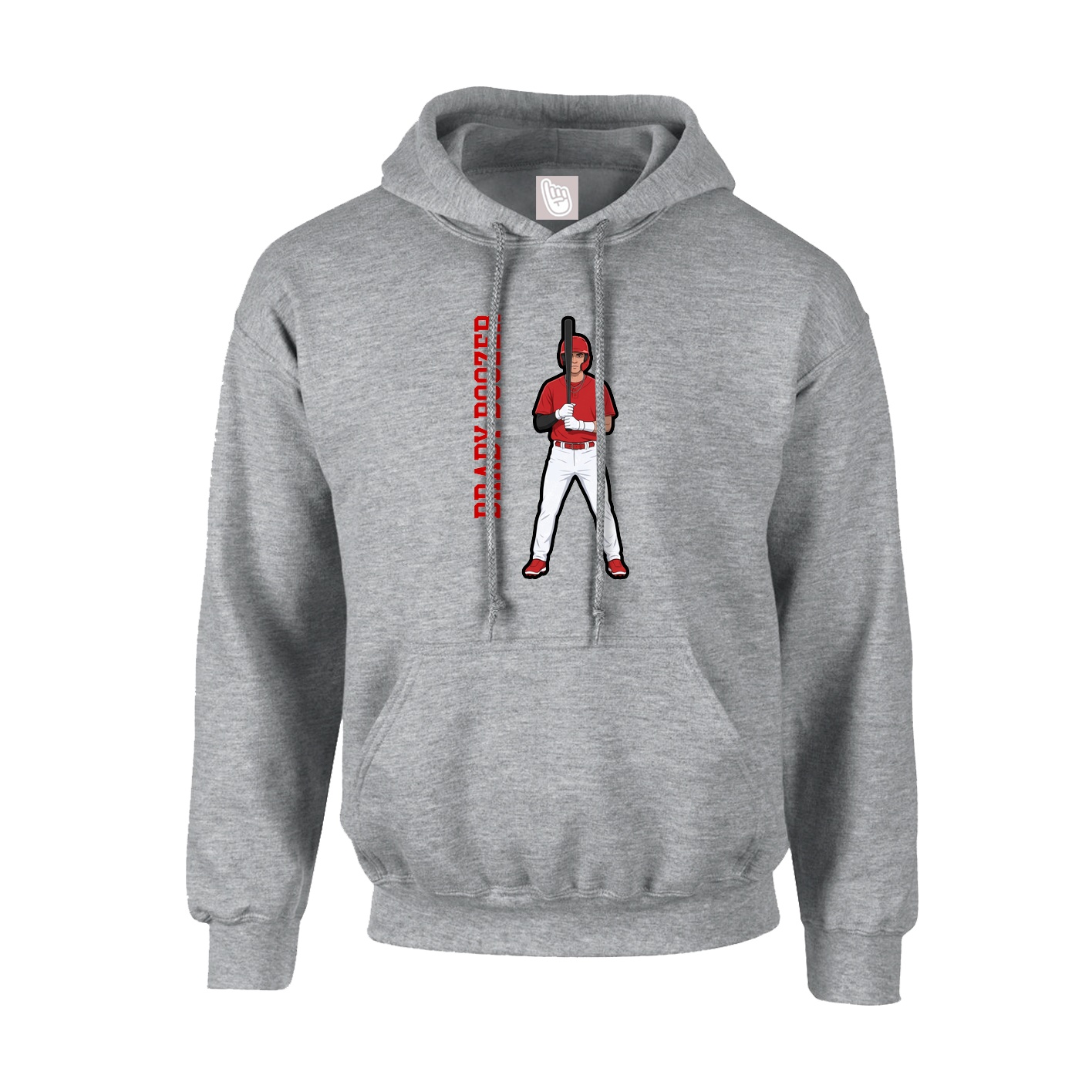 Youth Hoodie — Name Vertical in Grey