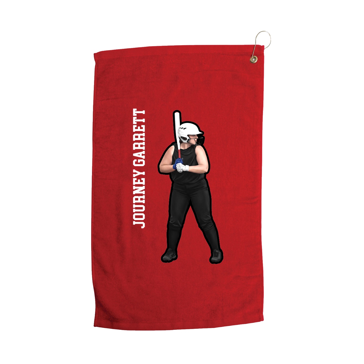 Golf Towel — Name Vertical in Red