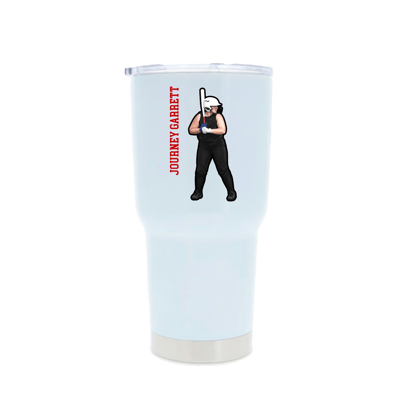 30oz Stainless Steel Tumbler — Name Vertical in White