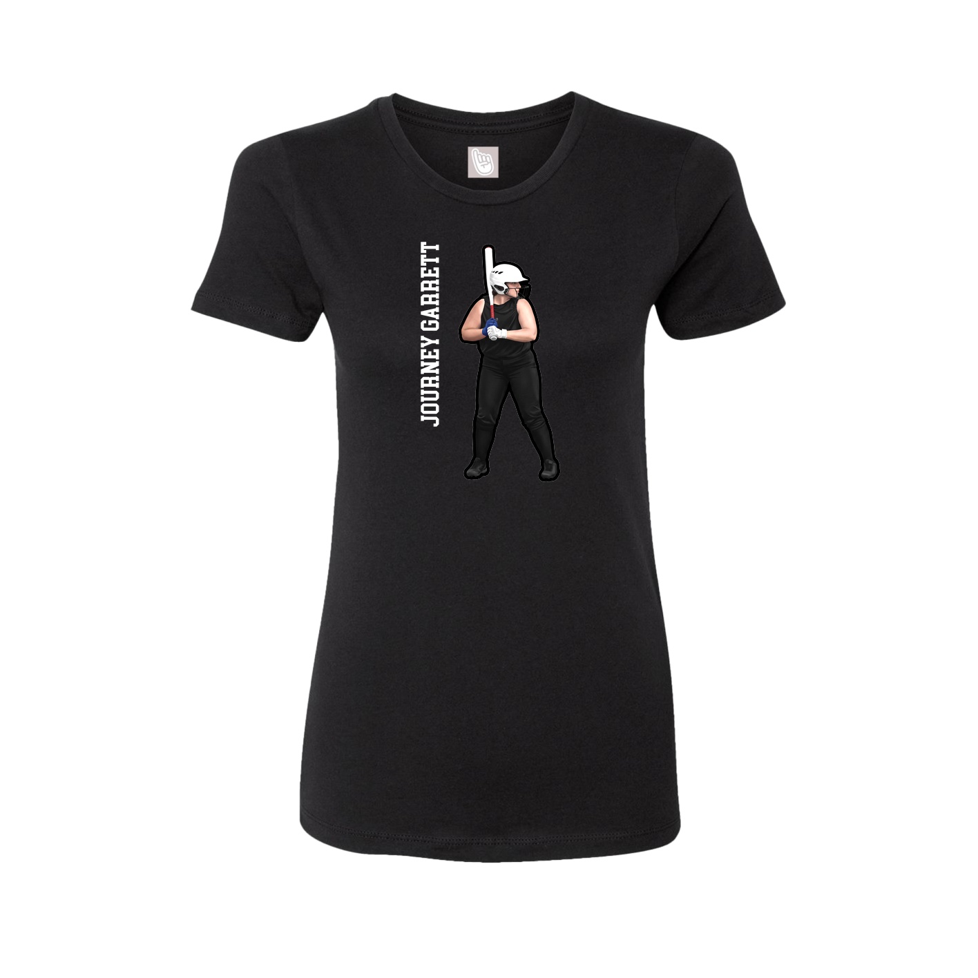 Fitted Women's Tee — Name Vertical in Black