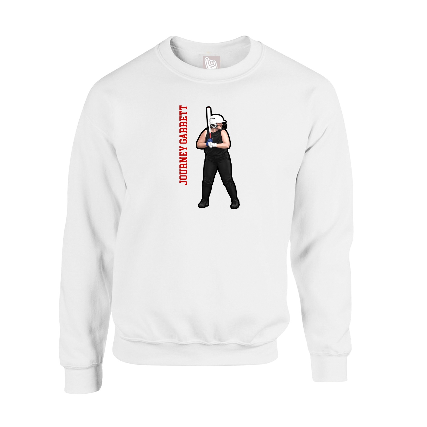 Fleece Crew — Name Vertical in White