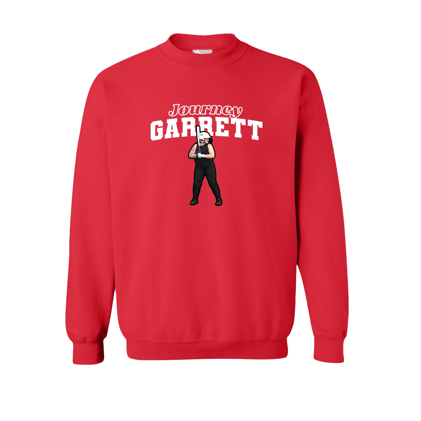 Fleece Crew — Name Arch in Red