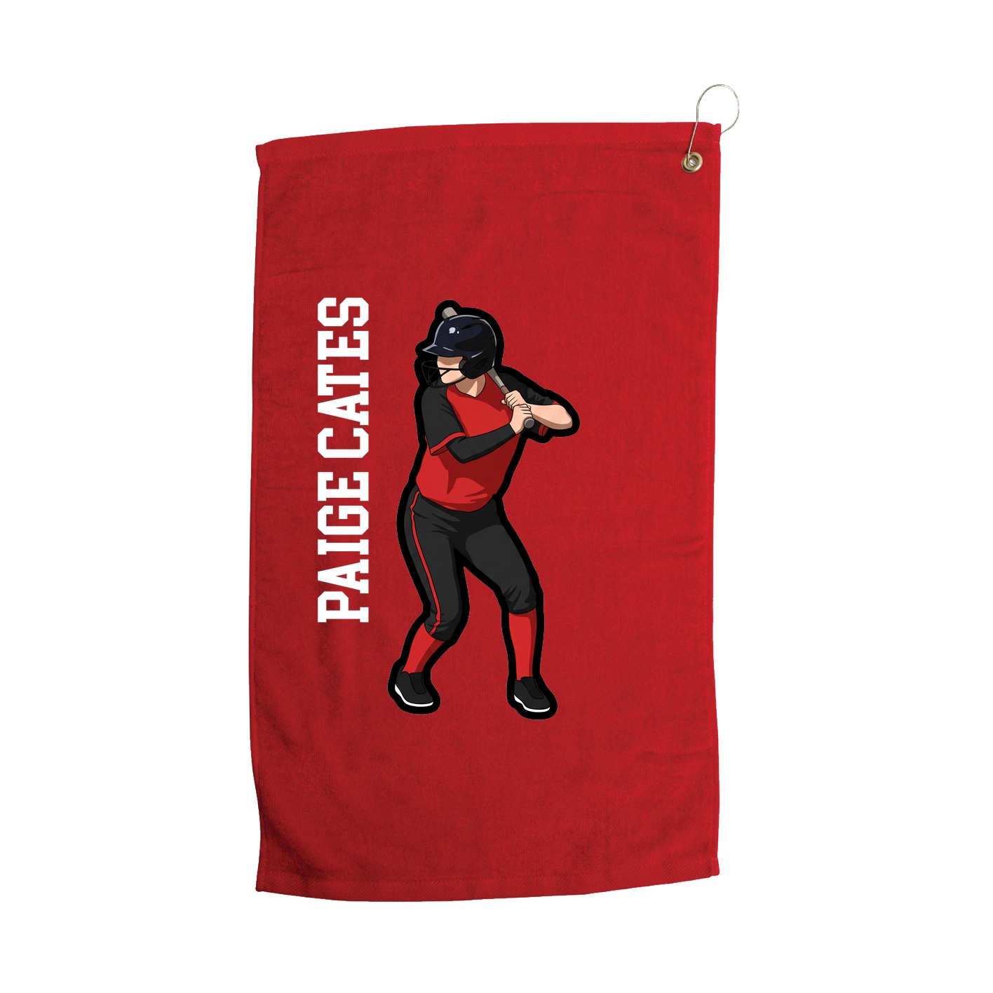 Golf Towel — Name Vertical in Red